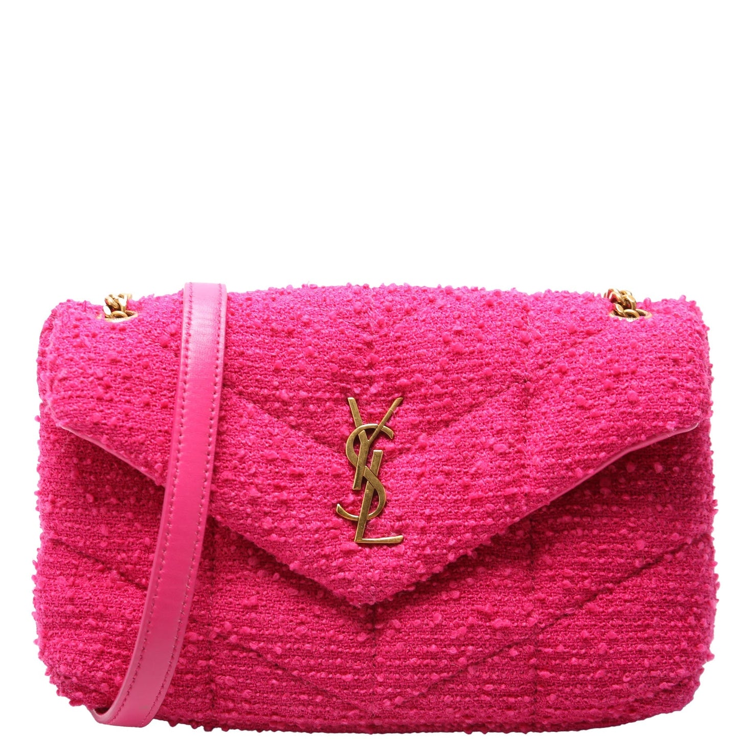 YSL Saint Laurent Saint Laurent Loulou Puffer Toy Tweed Bag Pink Travel Bag