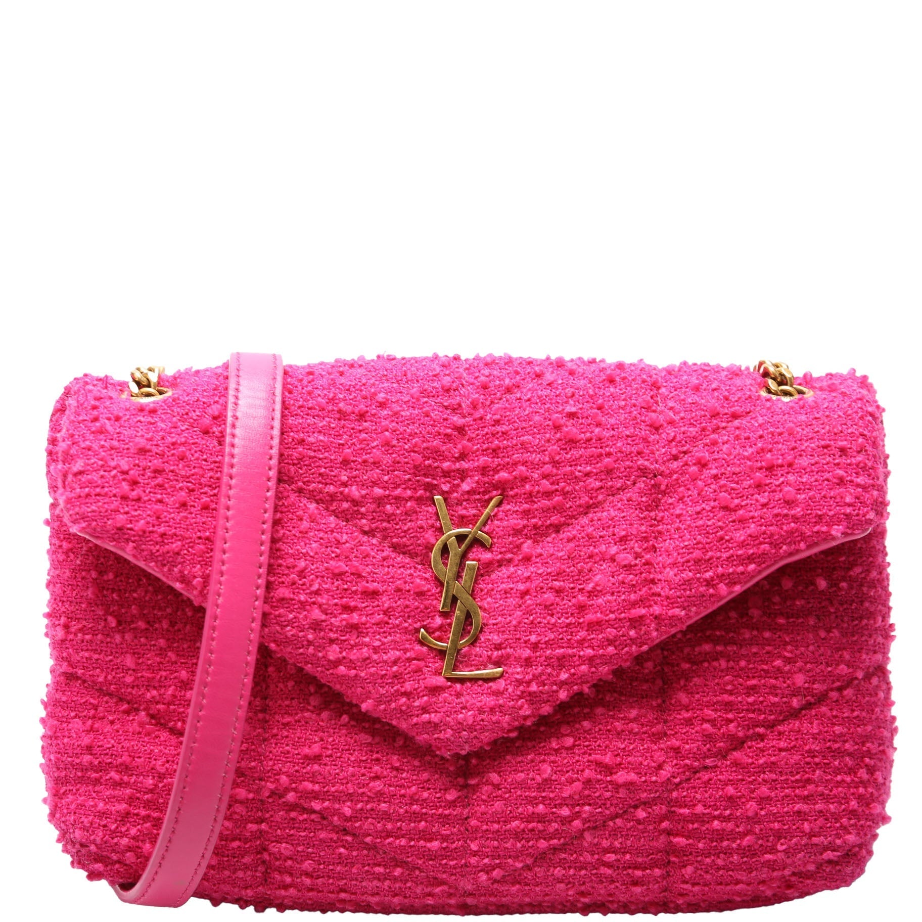 YSL Saint Laurent Saint Laurent Loulou Puffer Toy Tweed Bag Pink Travel Bag