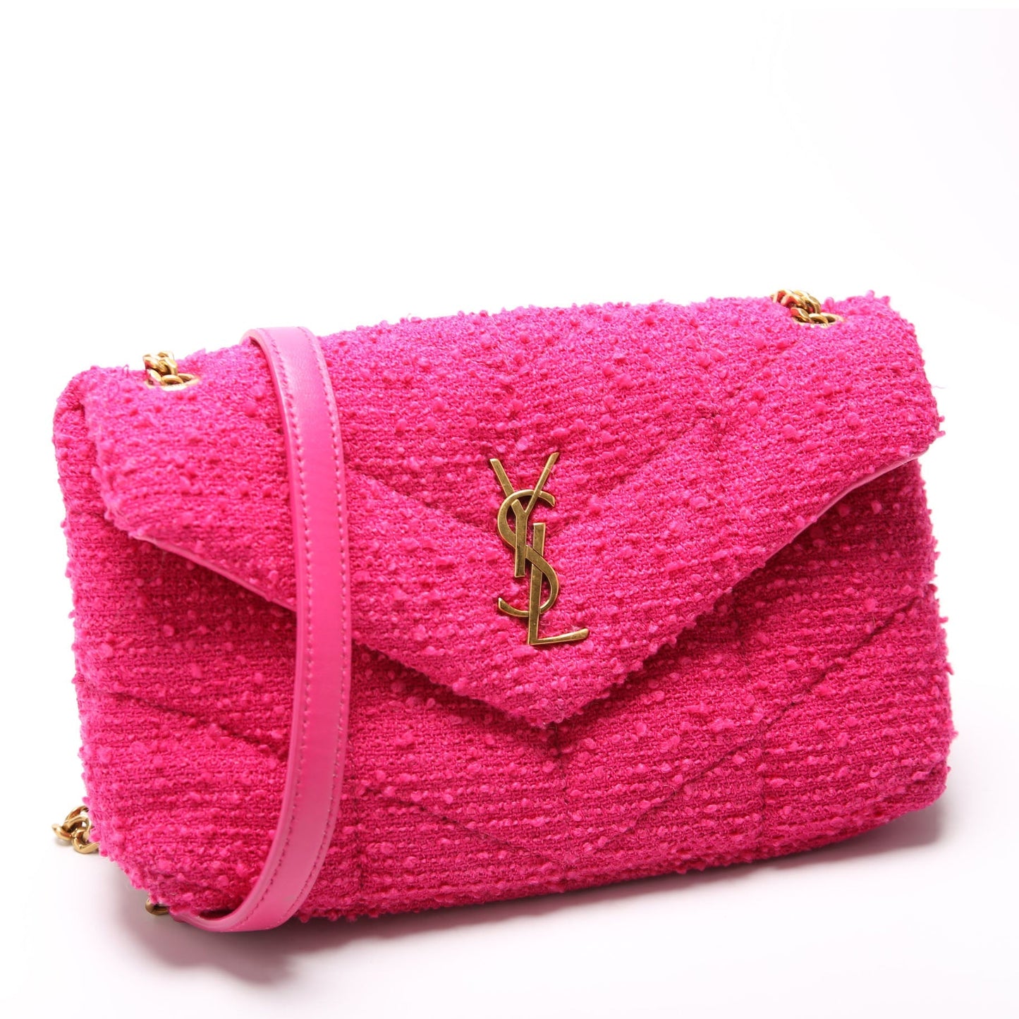 YSL Saint Laurent Saint Laurent Loulou Puffer Toy Tweed Bag Pink Travel Bag