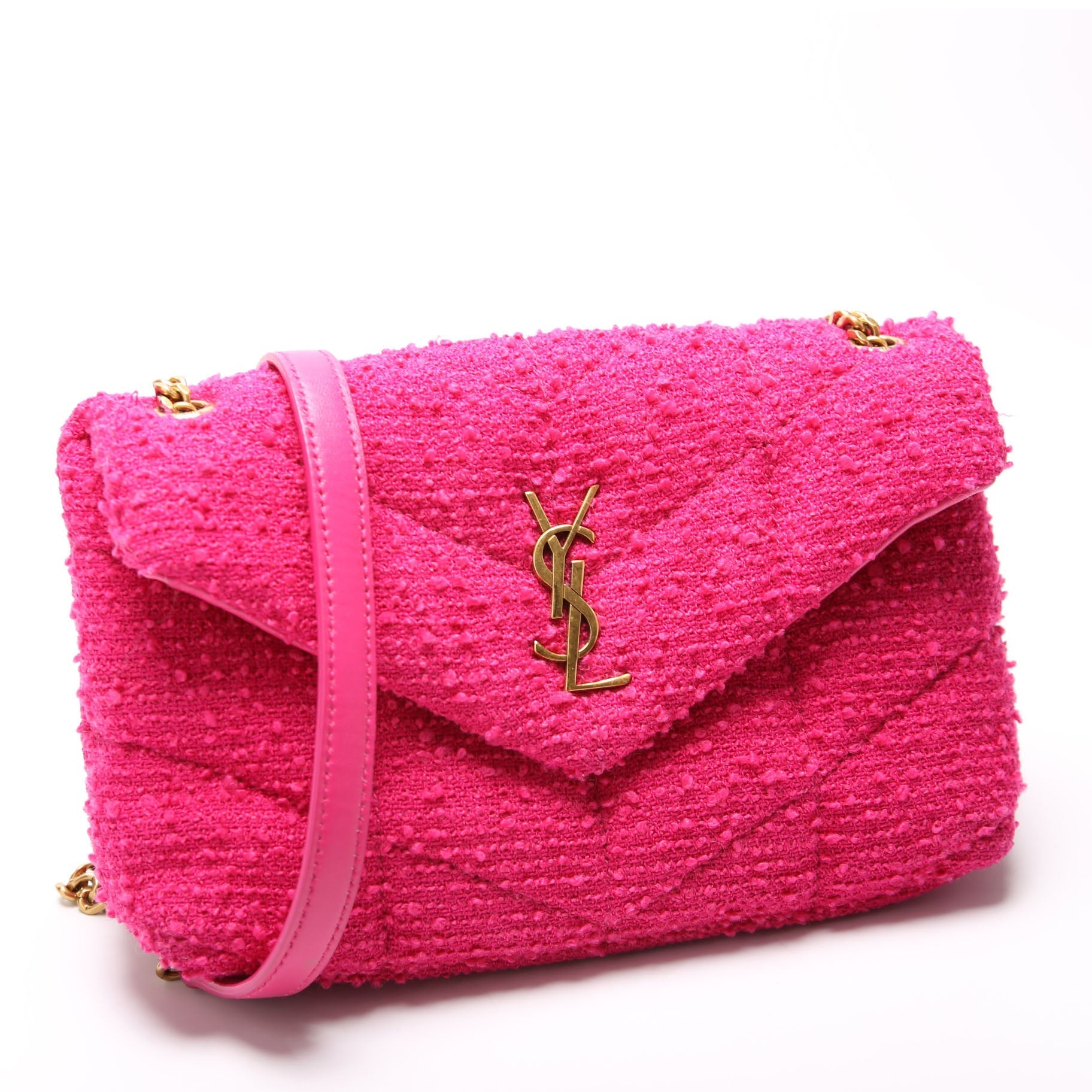 YSL Saint Laurent Saint Laurent Loulou Puffer Toy Tweed Bag Pink Travel Bag