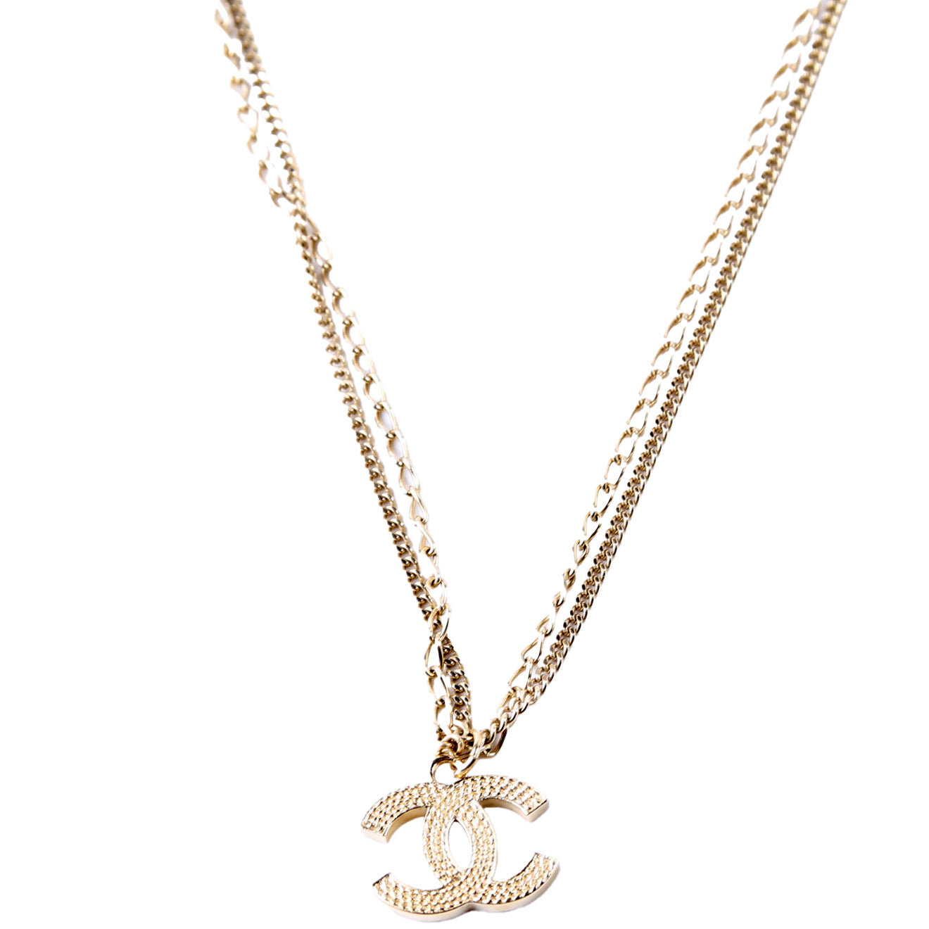 Chanel CC Multi Strand Long Necklace Champagne