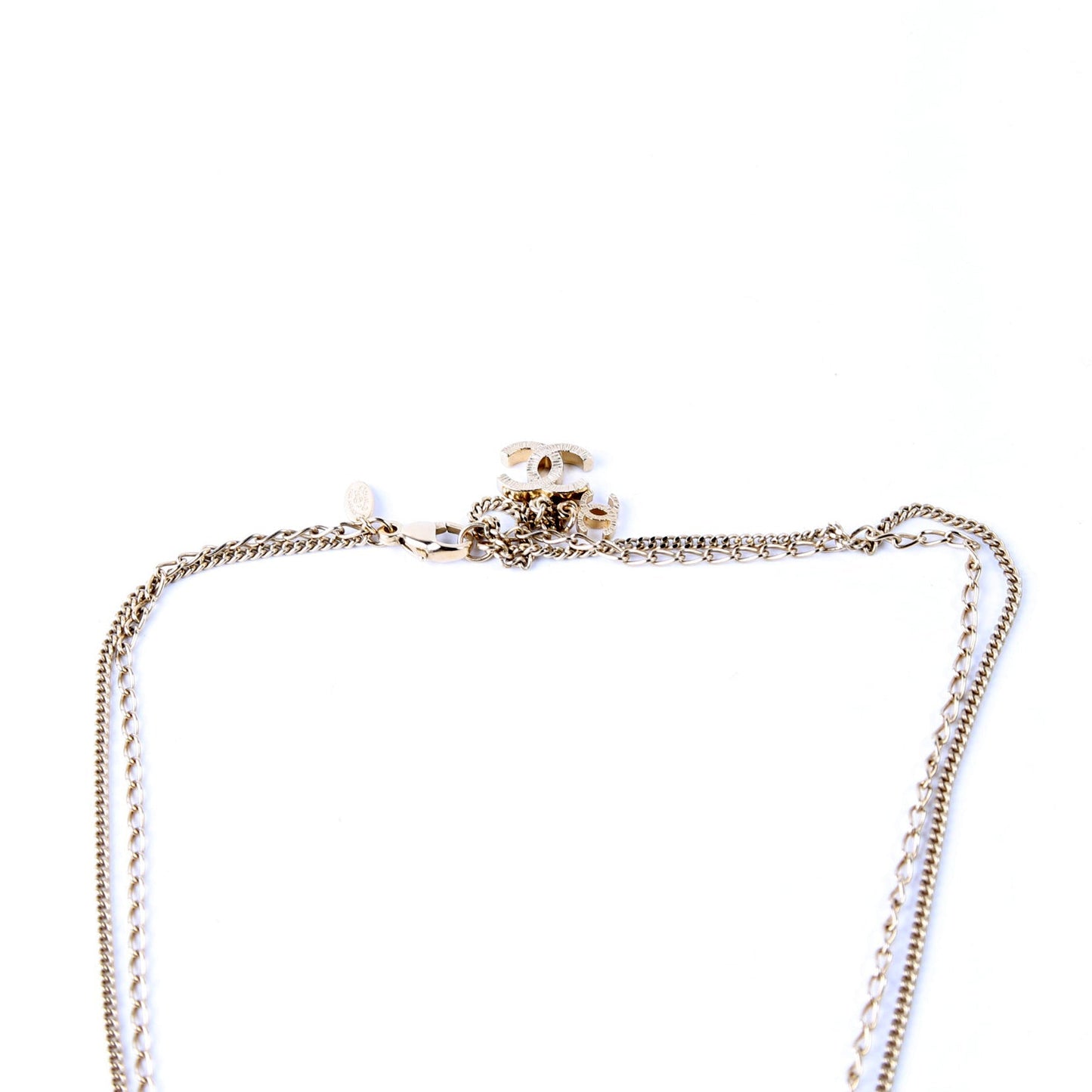 Chanel CC Multi Strand Long Necklace Champagne