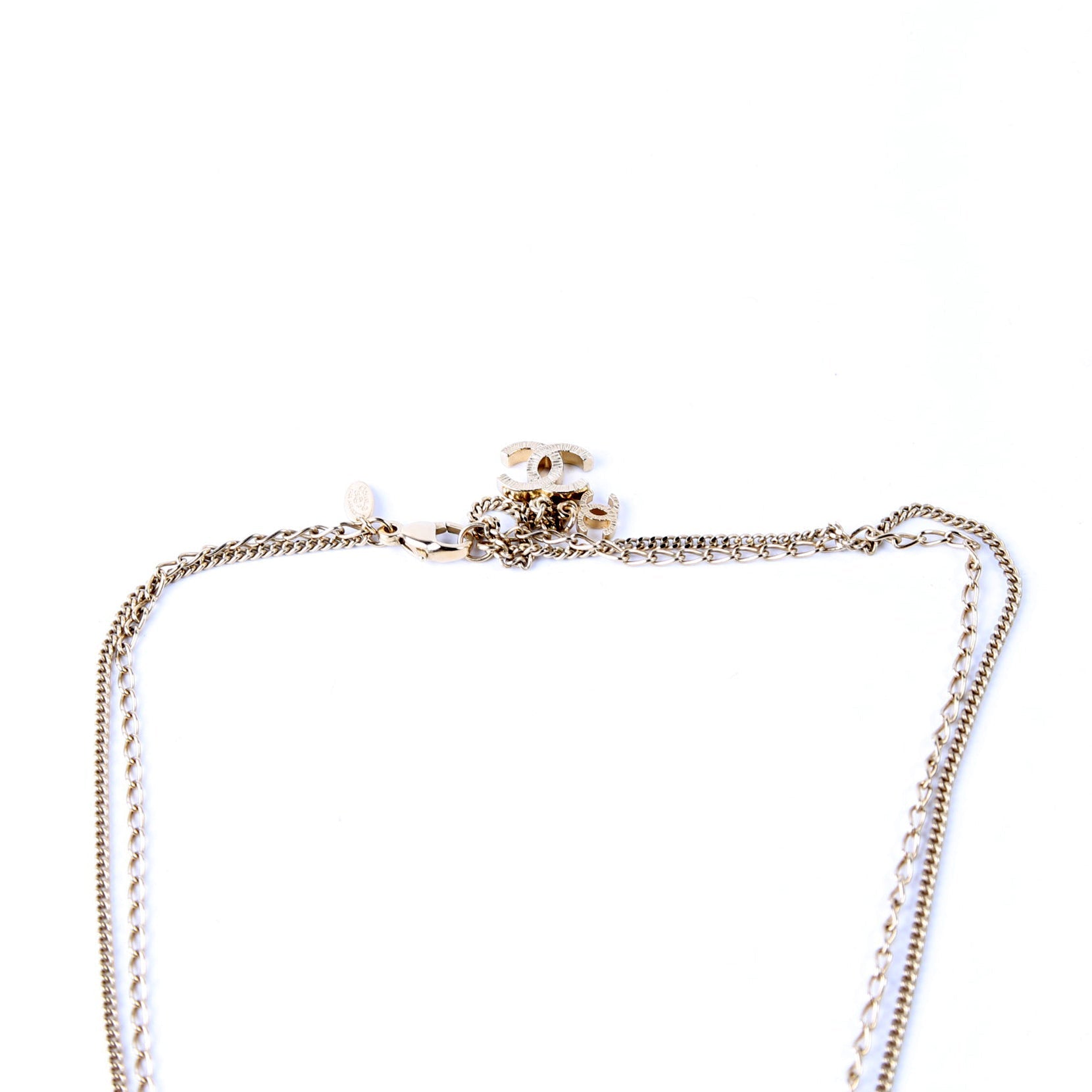Chanel CC Multi Strand Long Necklace Champagne