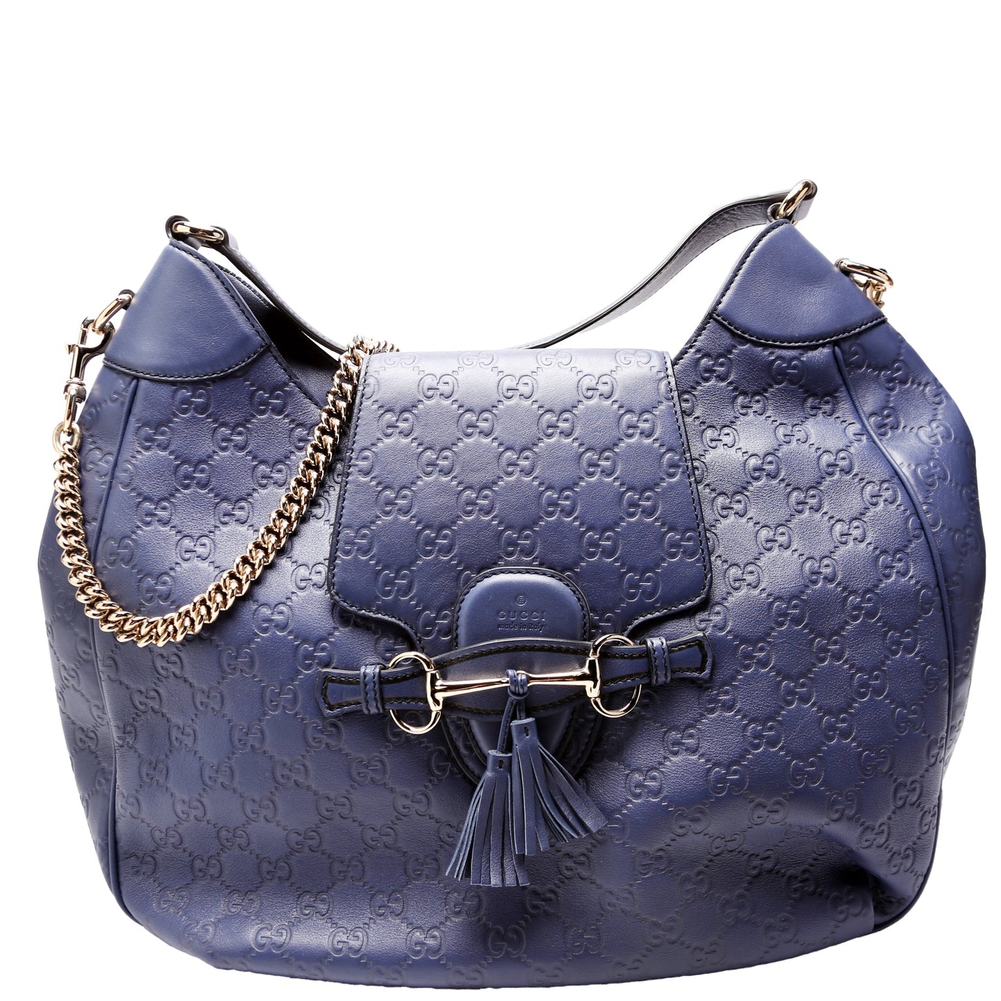Gucci Emily Leather Blue Shoulder Bag