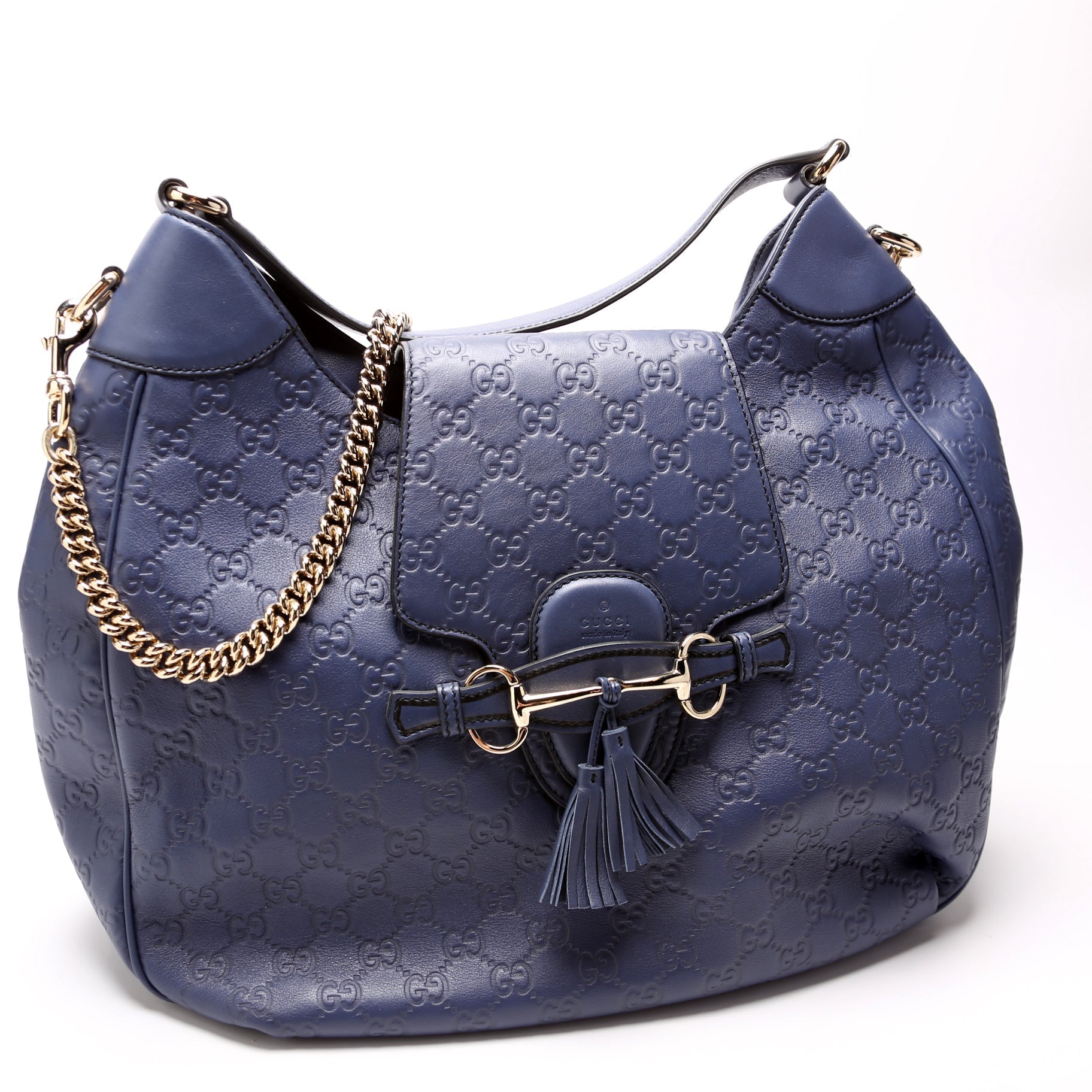Gucci Emily Leather Blue Shoulder Bag