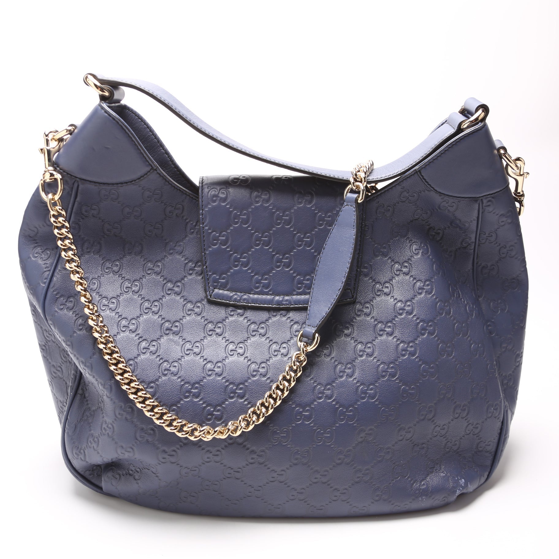 Gucci Emily Leather Blue Shoulder Bag