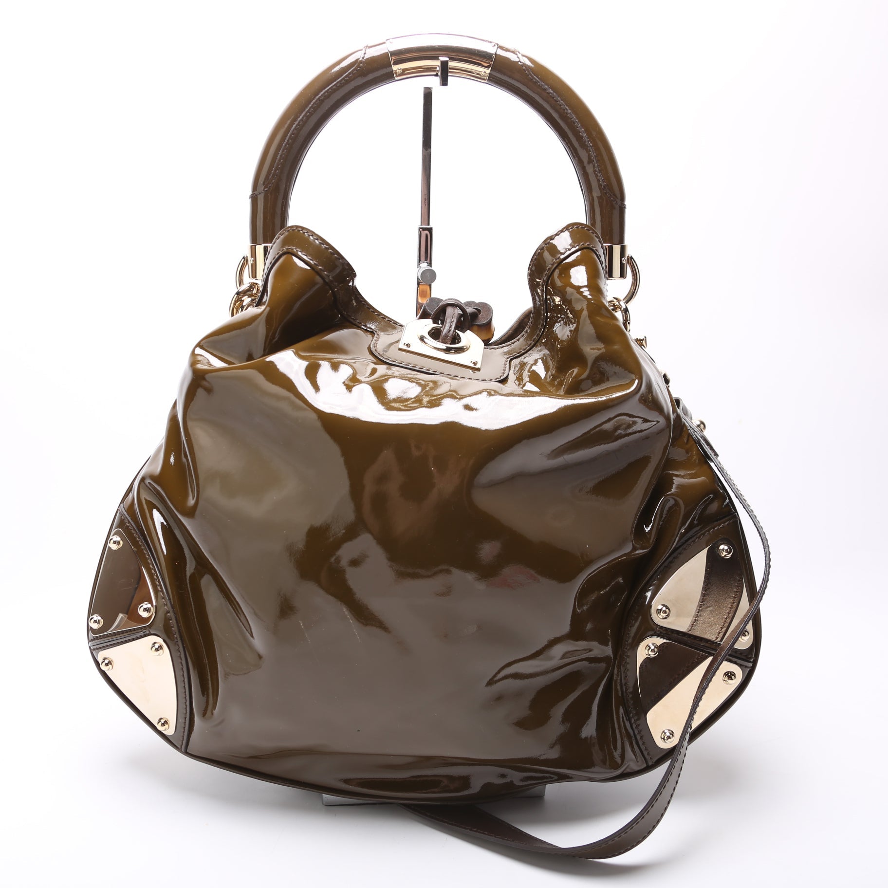 Gucci Indy Patent Top Handle Shoulder Bag