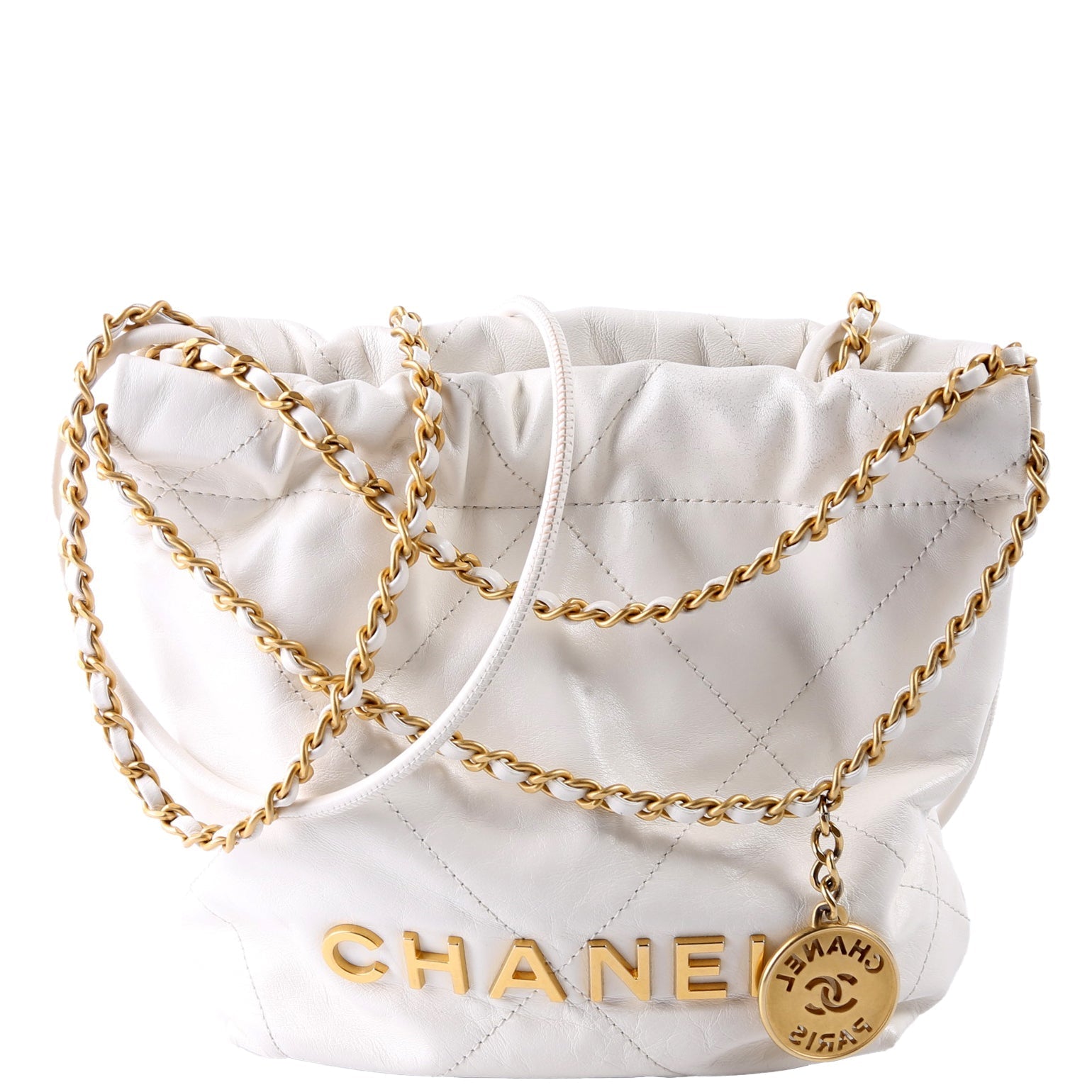 Chanel 22 Quilted Calfskin RFID White Mini Bag