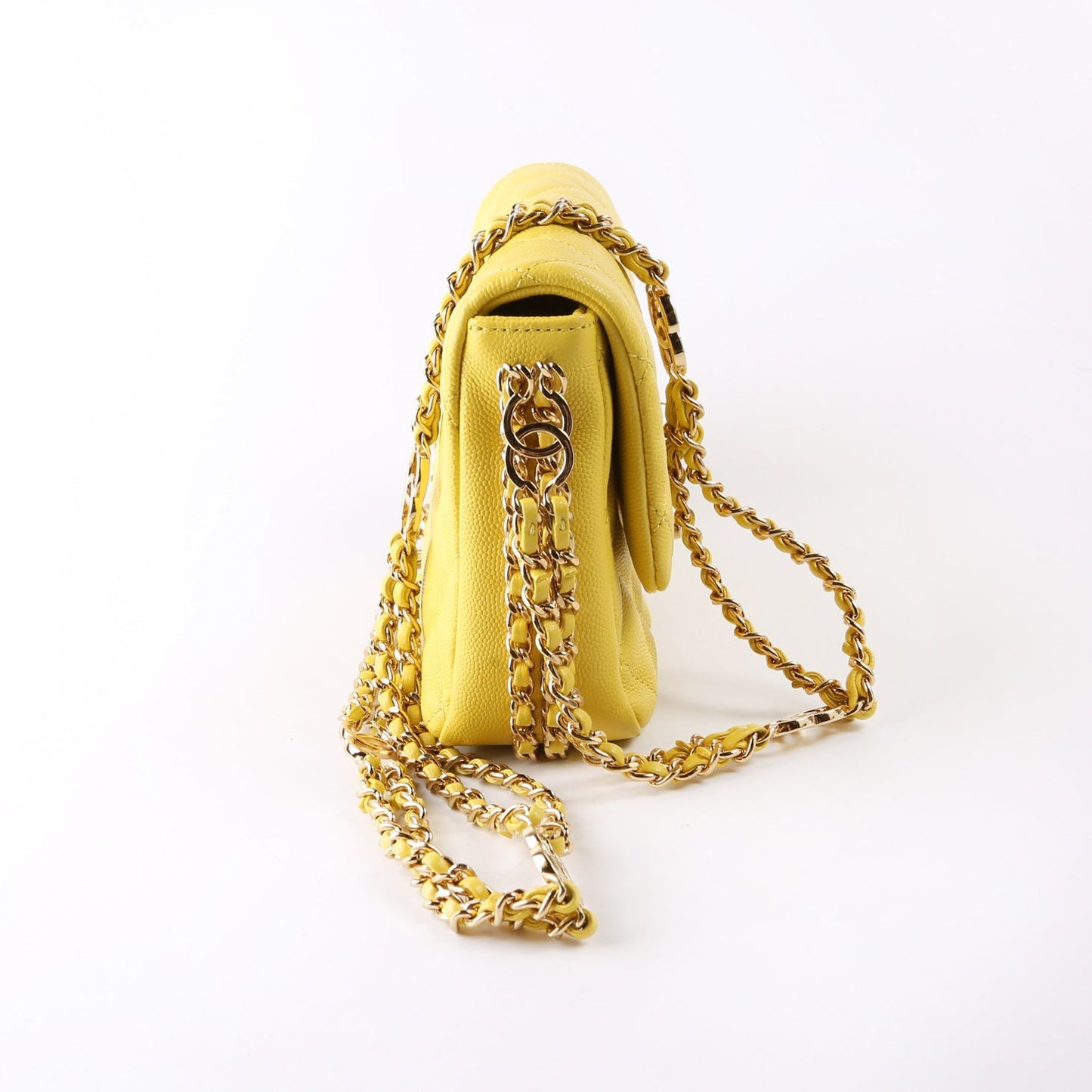 Chanel CC You Flap Caviar RFID Yellow Mini Bag