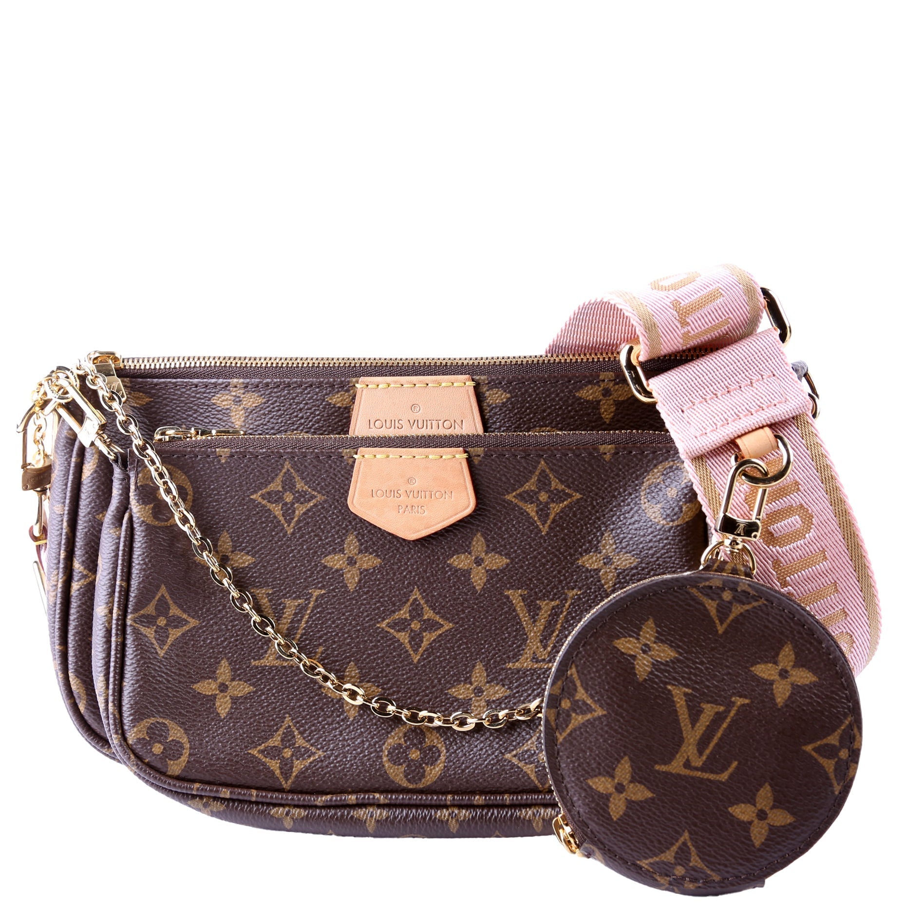 Louis Vuitton Multi Pochette Monogram Pink Clutch Bag Pink 5