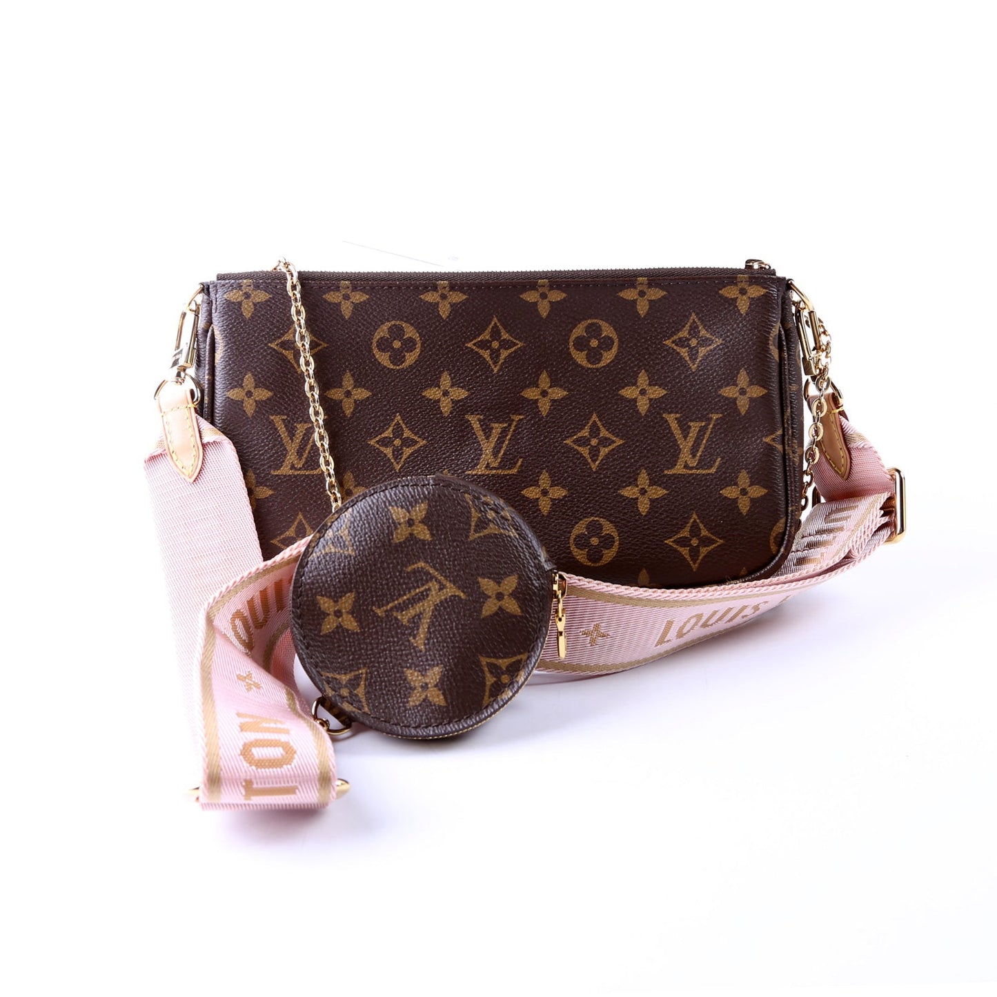 Louis Vuitton Multi Pochette Monogram Pink Clutch Bag Pink 5