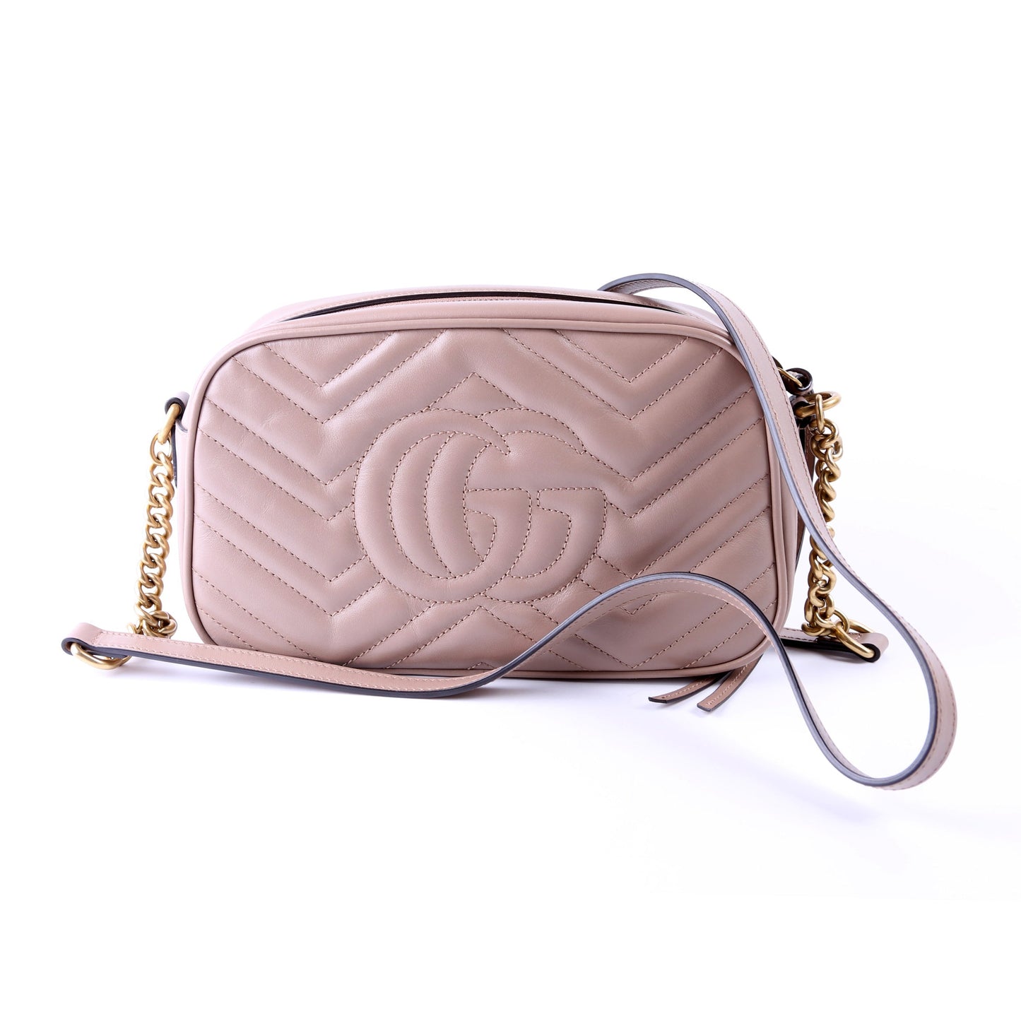 Gucci Marmont Camera Leather Beige Small Travel Bag