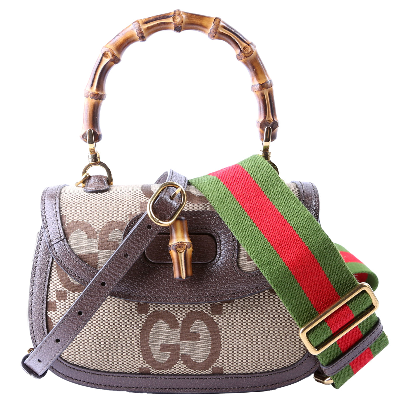 Gucci Bamboo TH Jumbo GG Canvas Brown Travel Bag