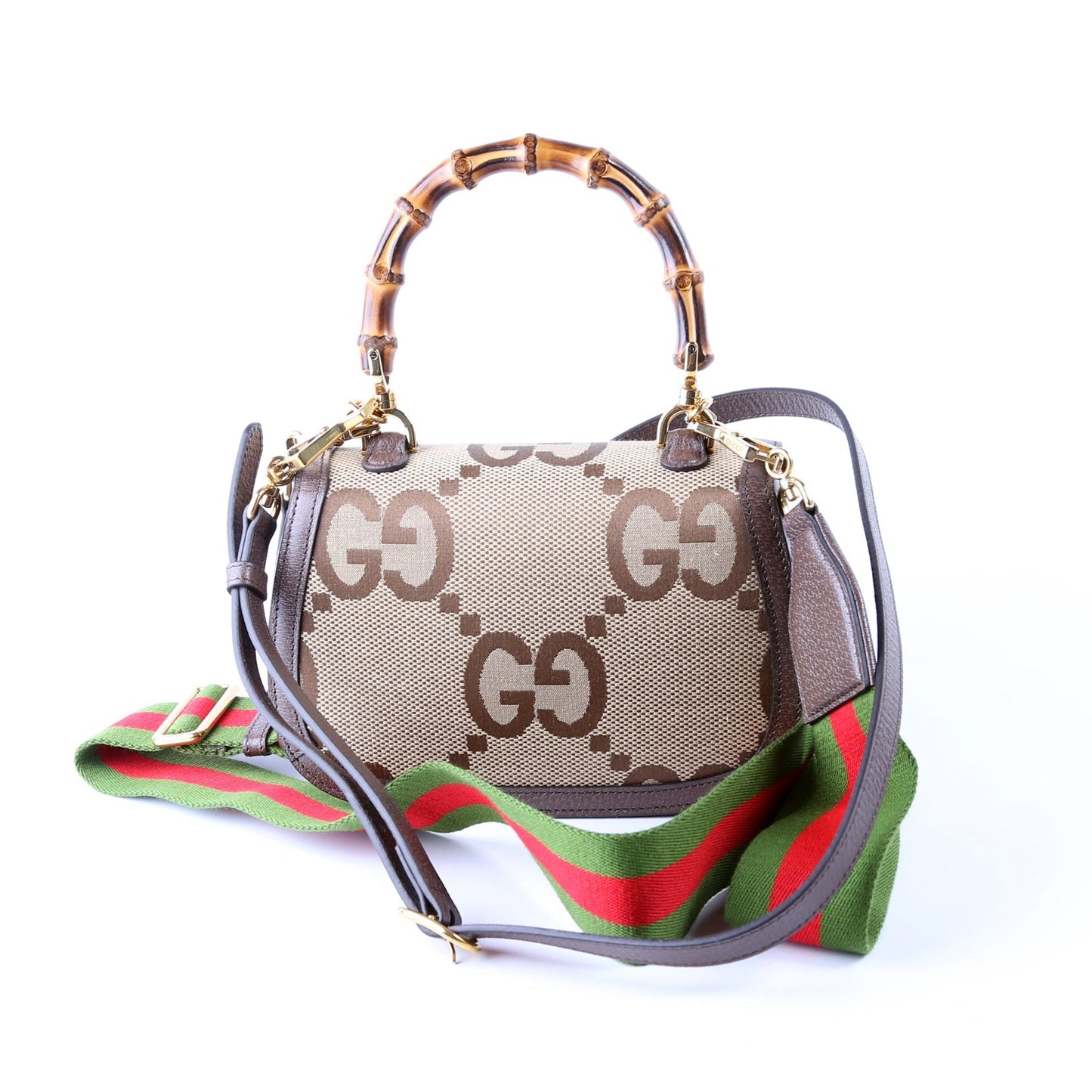 Gucci Bamboo TH Jumbo GG Canvas Brown Travel Bag