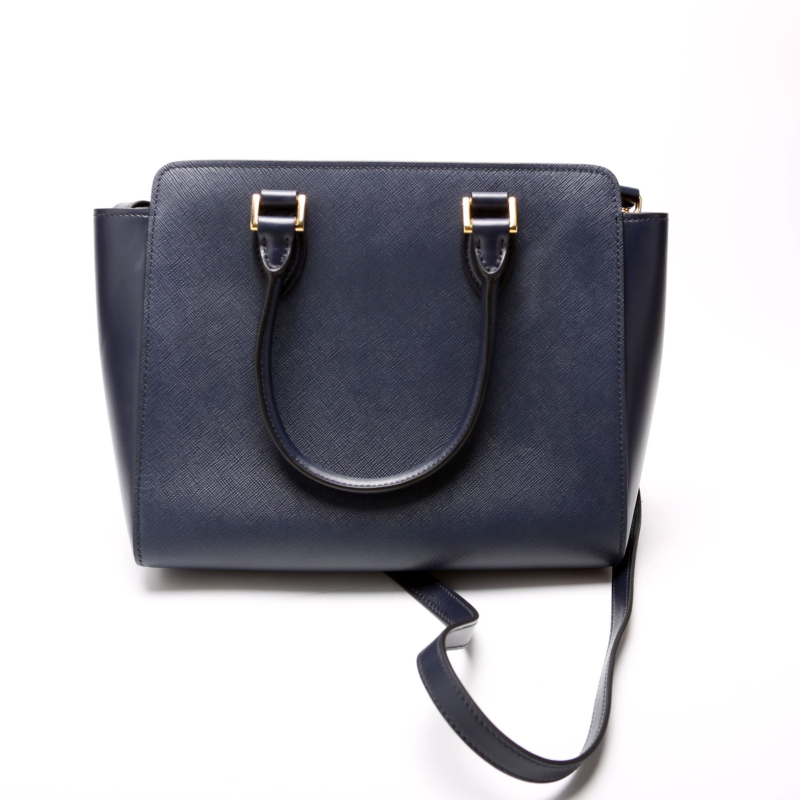 Prada Saffiano Calfskin Top Handle Navy Bag Travel Bag