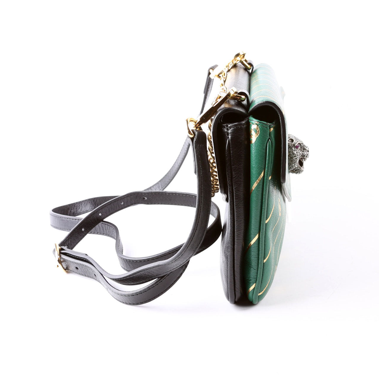 Gucci Thiara Double Black Green Medium Shoulder Bag