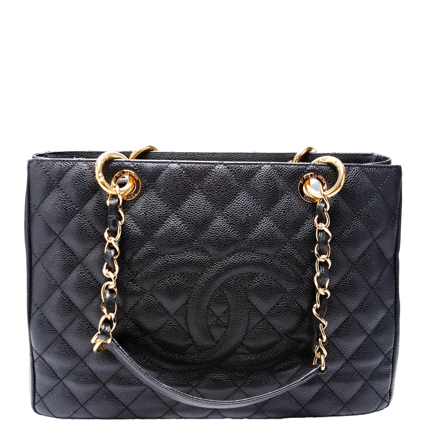 Chanel Grand Shopping Caviar Black Tote Bag Black 2