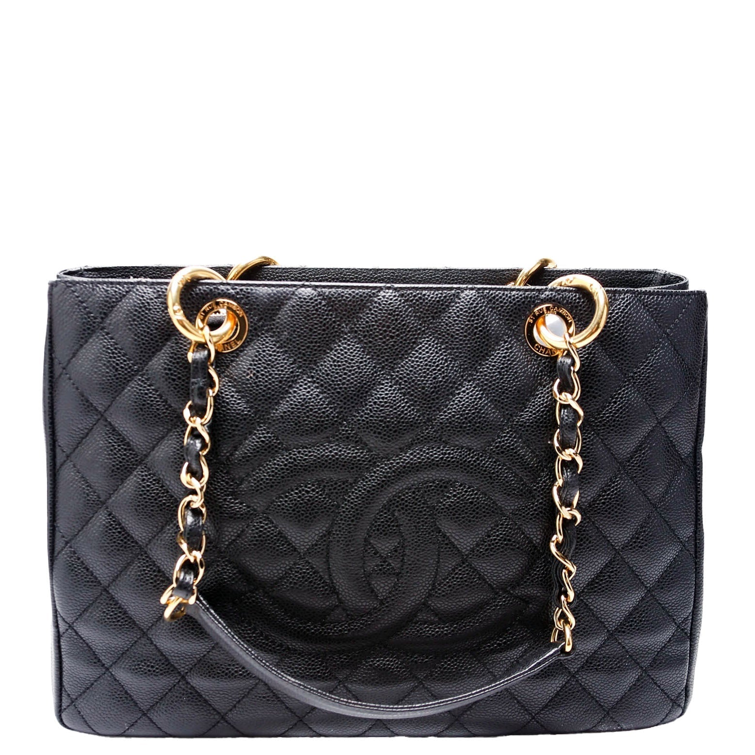 Chanel Grand Shopping Caviar Black Tote Bag Black 2