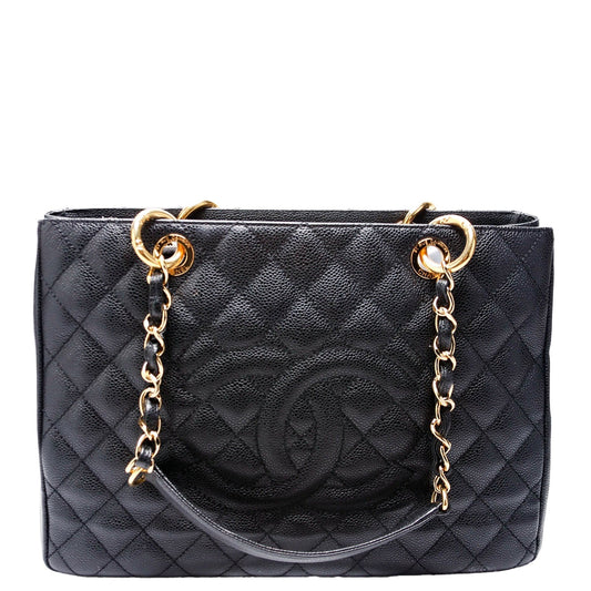 Chanel Grand Shopping Caviar Black Tote Bag Black 2