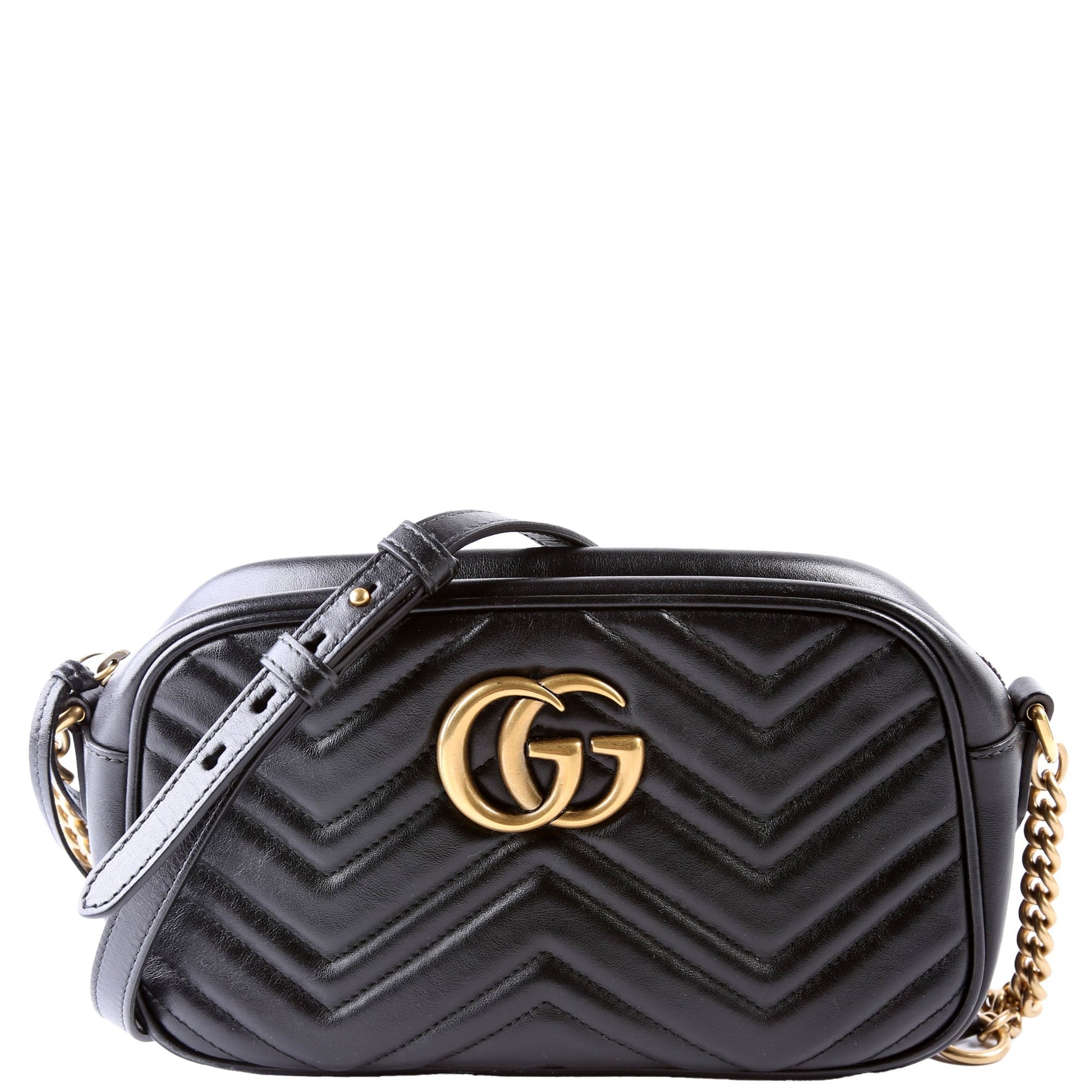Gucci Marmont Camera Leather Black Small Travel Bag Black 10