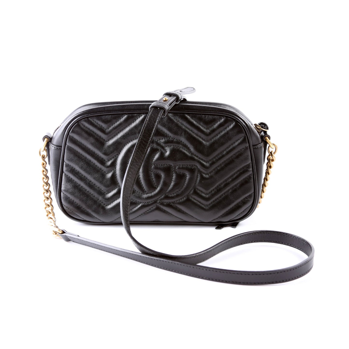 Gucci Marmont Camera Leather Black Small Travel Bag Black 10