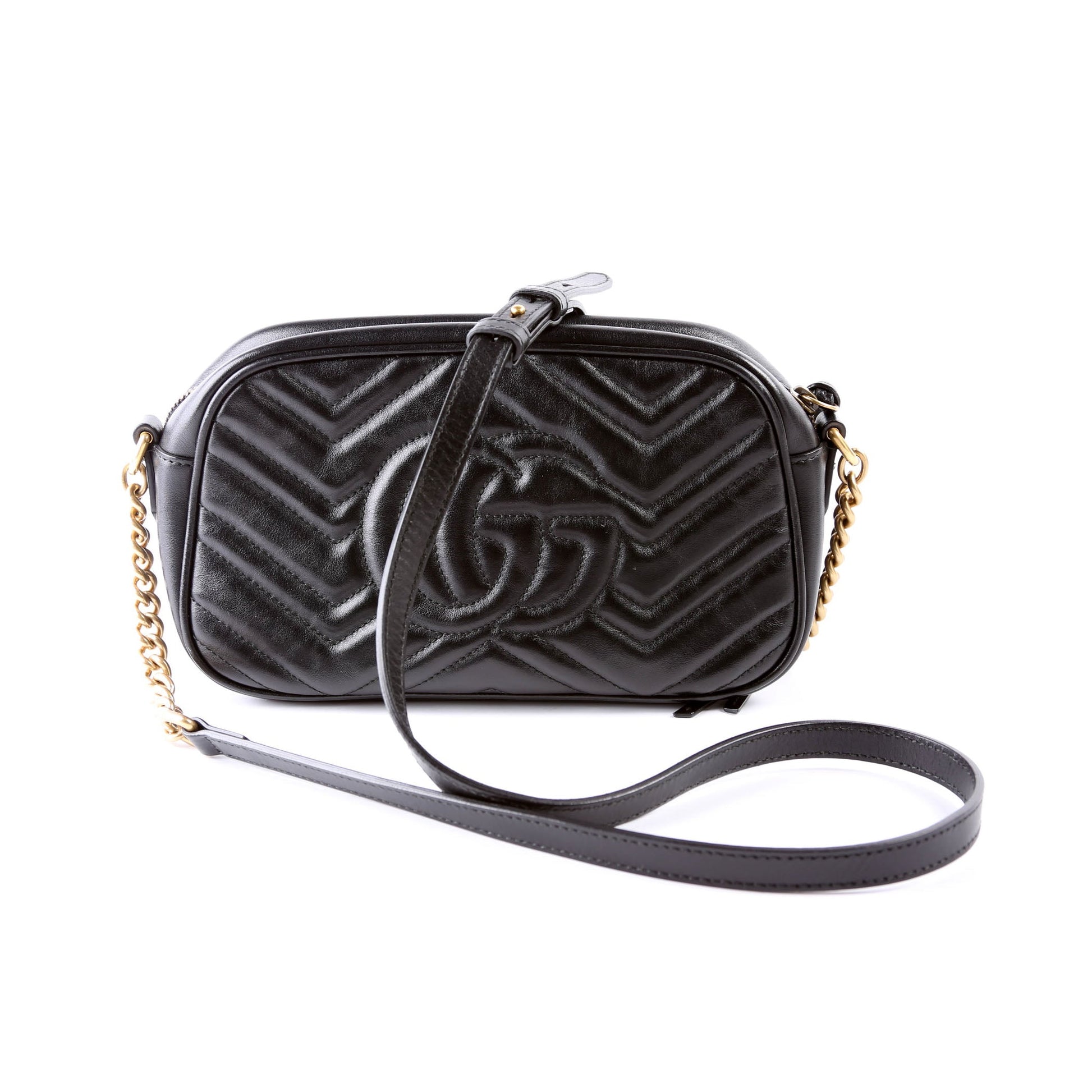 Gucci Marmont Camera Leather Black Small Travel Bag Black 10