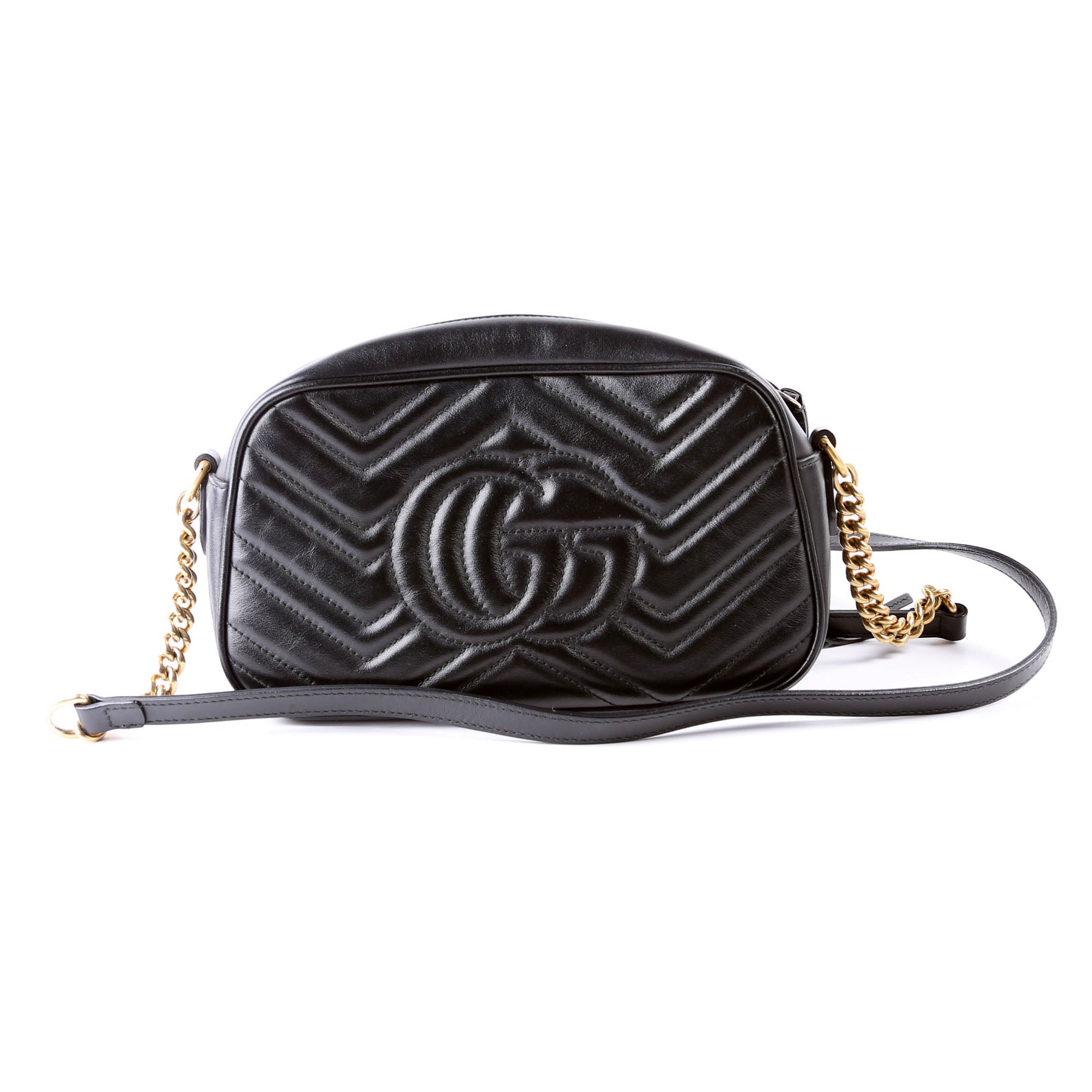 Gucci Marmont Camera Bag Leather Black Travel Bag Black 9