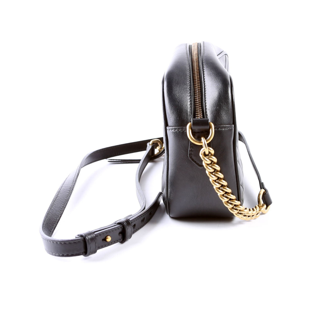 Gucci Marmont Camera Bag Leather Black Travel Bag Black 9