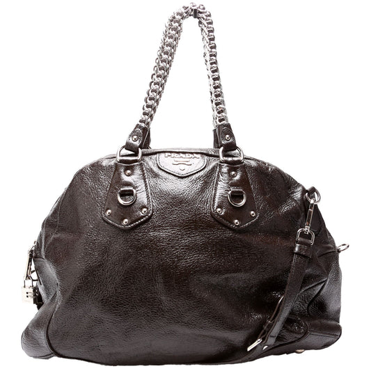 Prada Cervo Lux Shoulder Bag Brown Chain