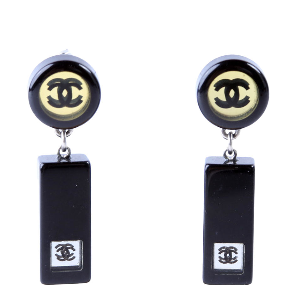 Chanel Earrings: CC Resin Bar Drop