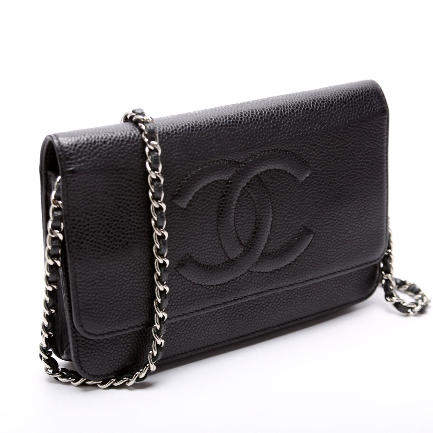 Chanel On Timeless CC Caviar Black Wallet Case