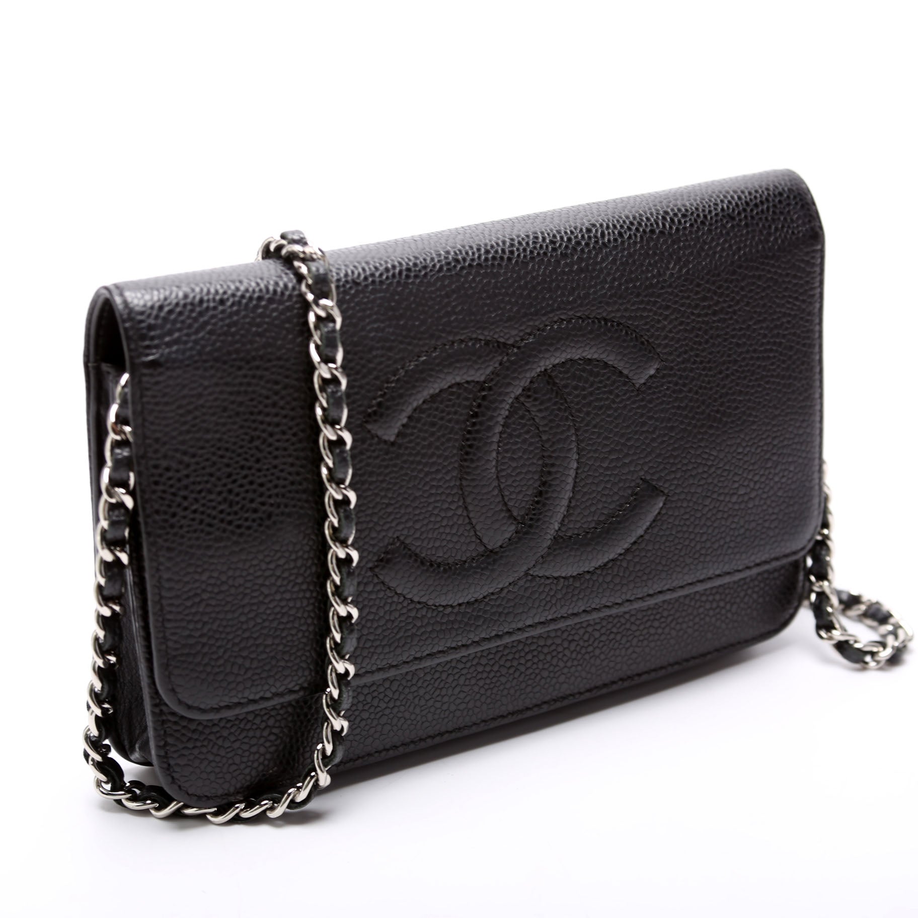 Chanel On Timeless CC Caviar Black Wallet Case