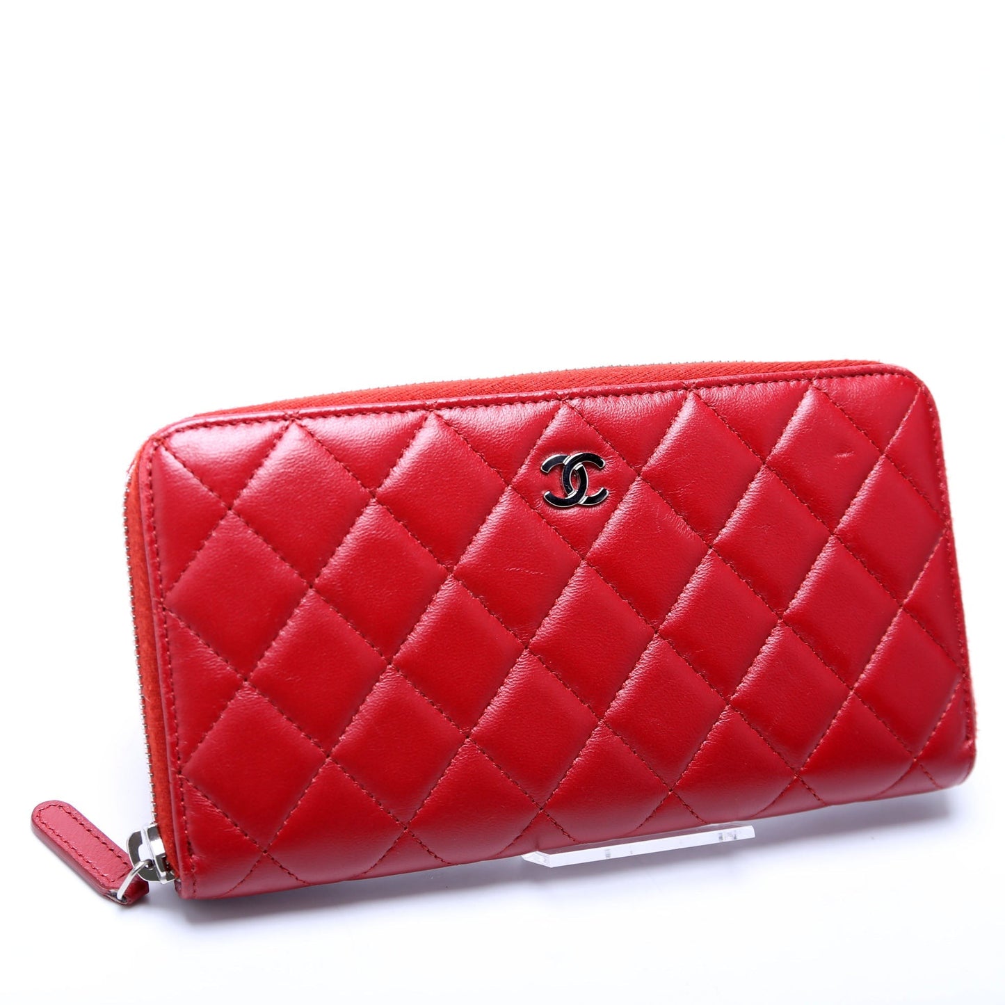 Chanel CC Long Zip Around Wallet Lambskin Red