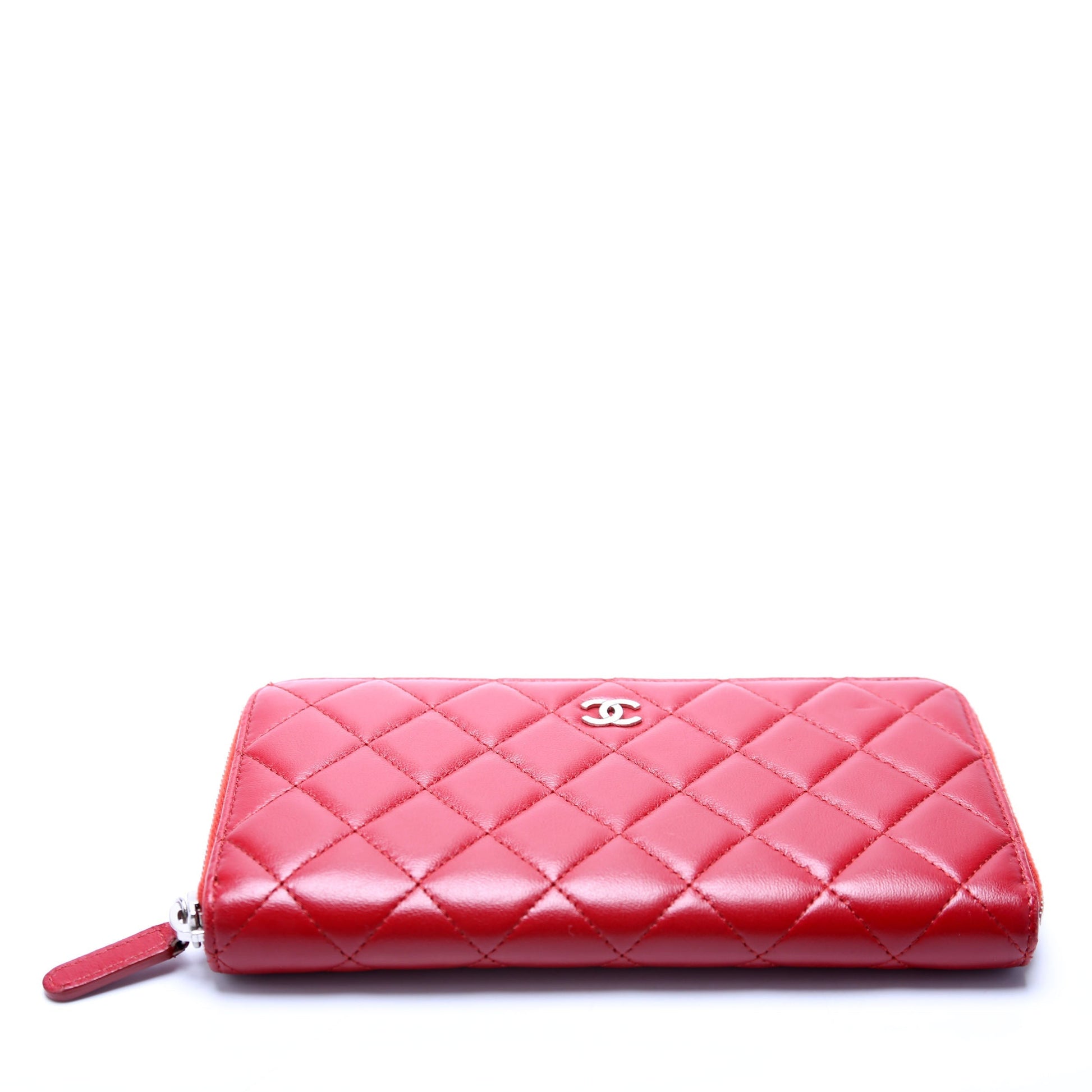 Chanel CC Long Zip Around Wallet Lambskin Red