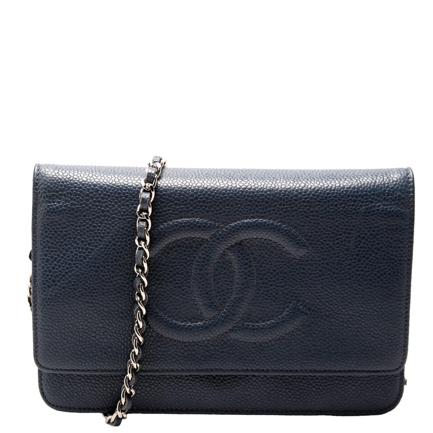 Chanel On Timeless CC Caviar Navy Wallet Case