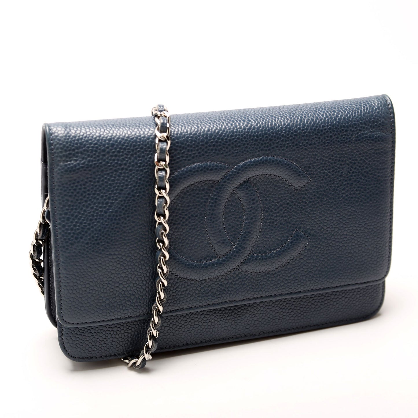 Chanel On Timeless CC Caviar Navy Wallet Case