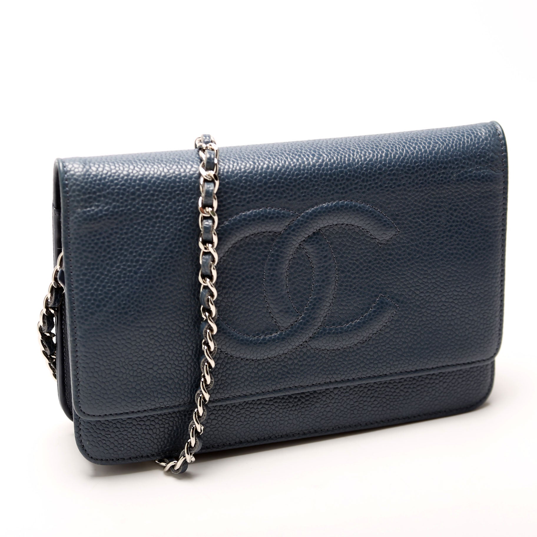 Chanel On Timeless CC Caviar Navy Wallet Case