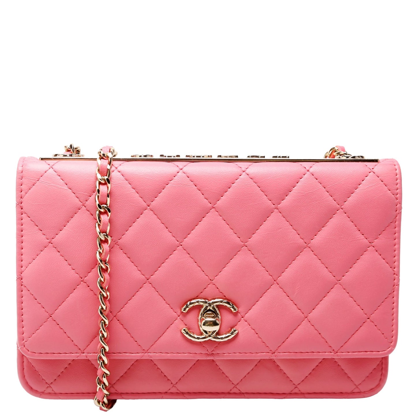 Chanel On Trendy CC Quilted Lambskin RFID Pink Wallet Case