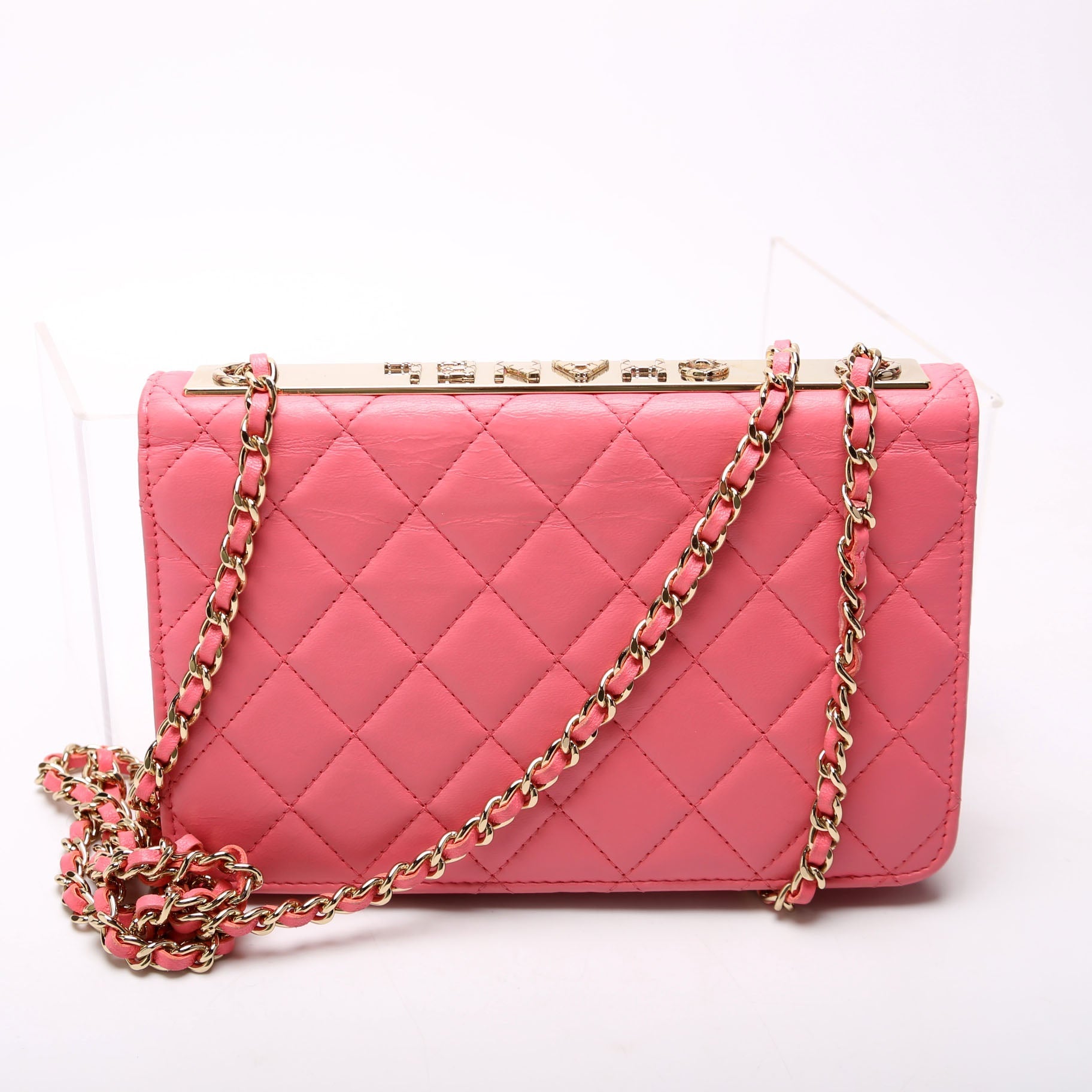 Chanel On Trendy CC Quilted Lambskin RFID Pink Wallet Case
