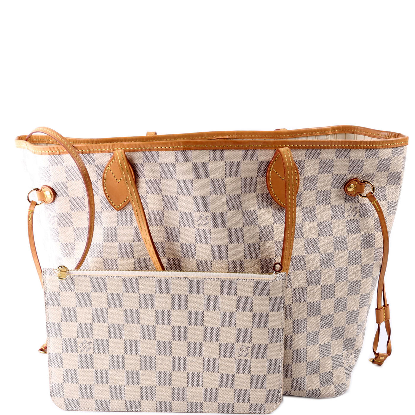 Louis Vuitton Neverfull MM Azur Interior White Wallet Case