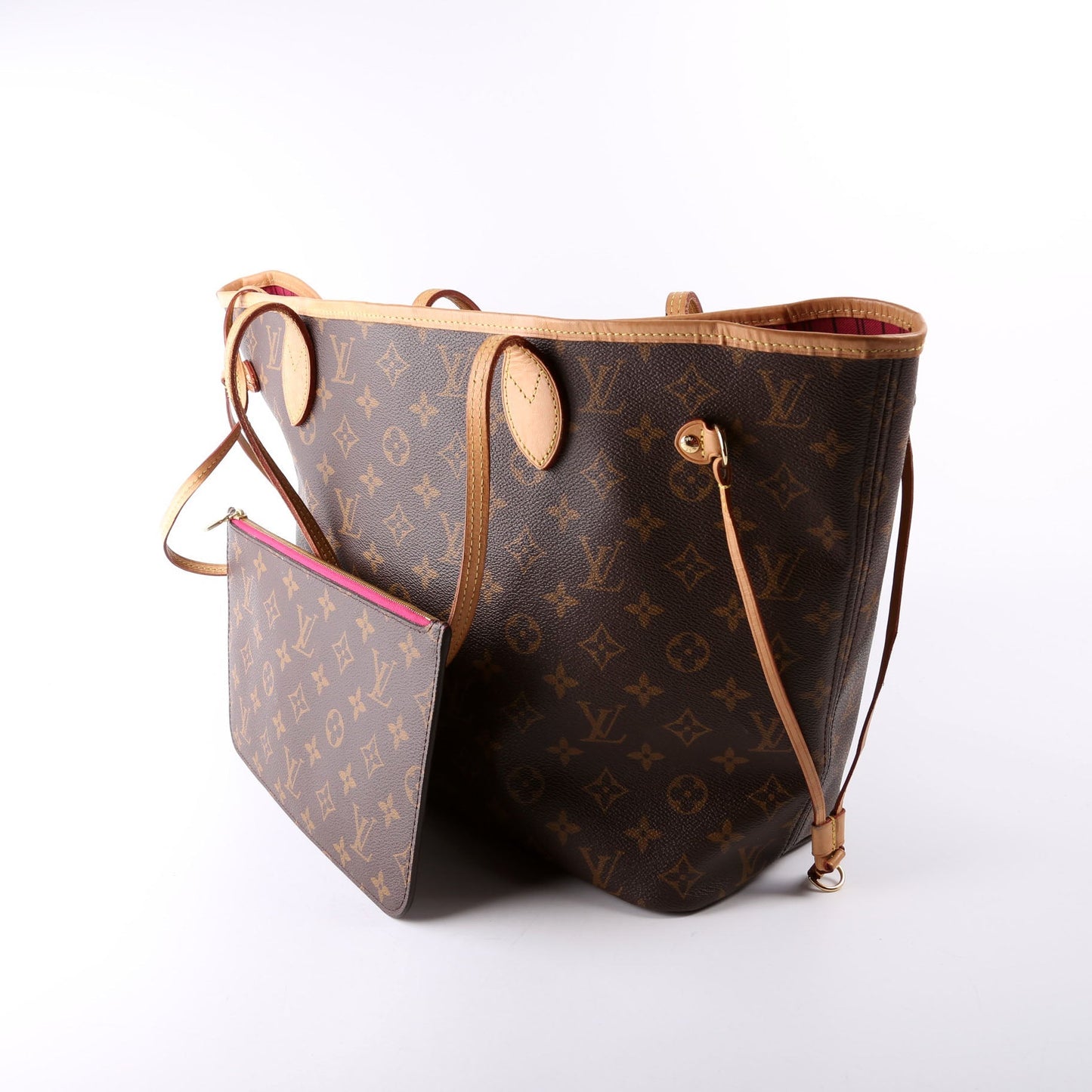 Louis Vuitton Neverfull MM Monogram Pink Wallet Case Pink Interior