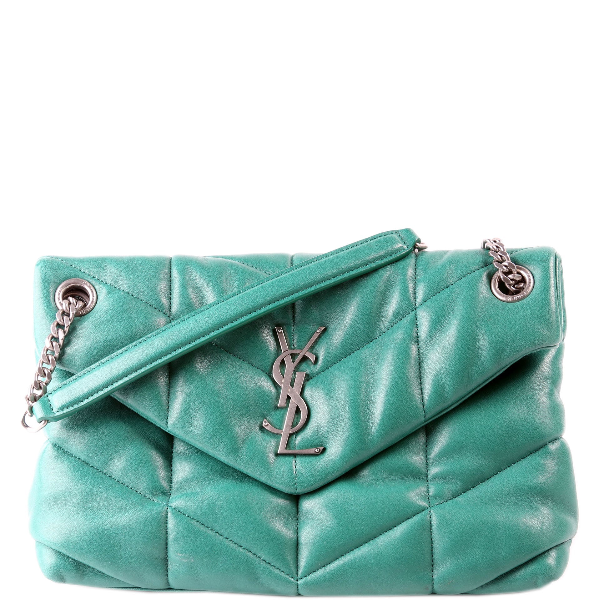 YSL Saint Laurent Saint Laurent Puffer Lambskin Bag Quilted Green Travel Bag