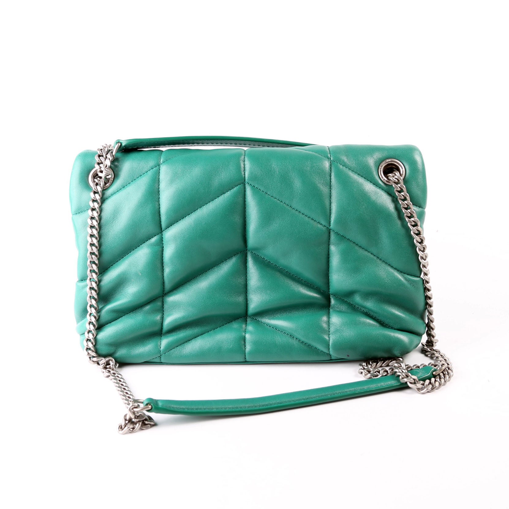 YSL Saint Laurent Saint Laurent Puffer Lambskin Bag Quilted Green Travel Bag