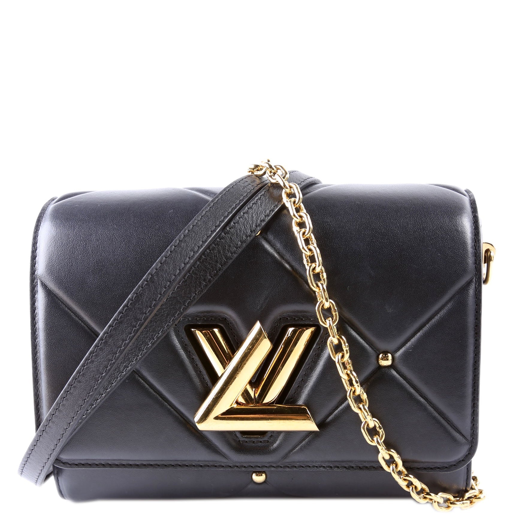 Louis Vuitton Twist Quilted Lambskin Black MM Handbag