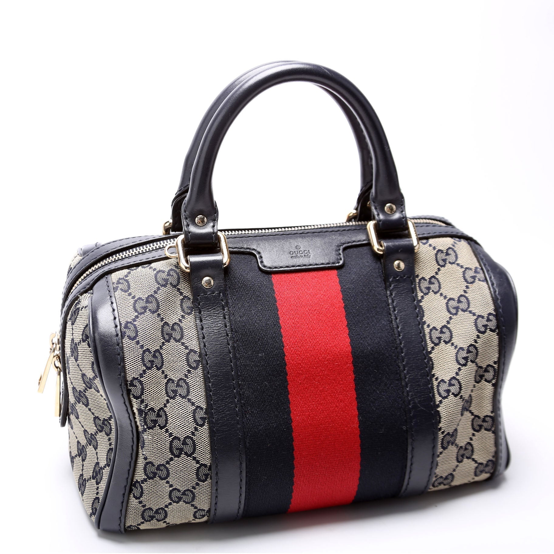 Gucci GG Boston Canvas Navy Small Travel Bag