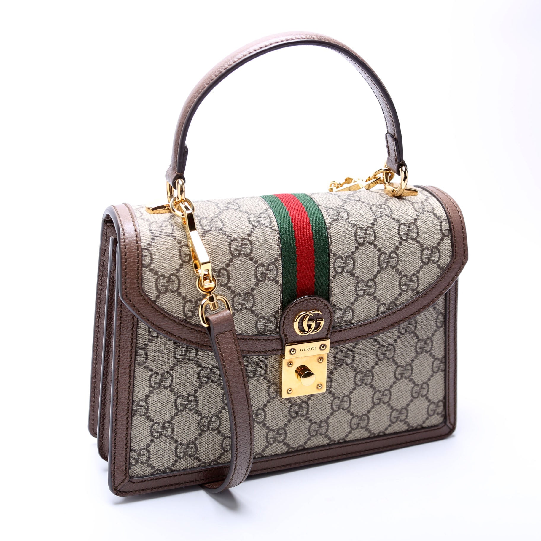 Gucci GG Supreme Ophidia Brown Small Top Handle Travel Bag