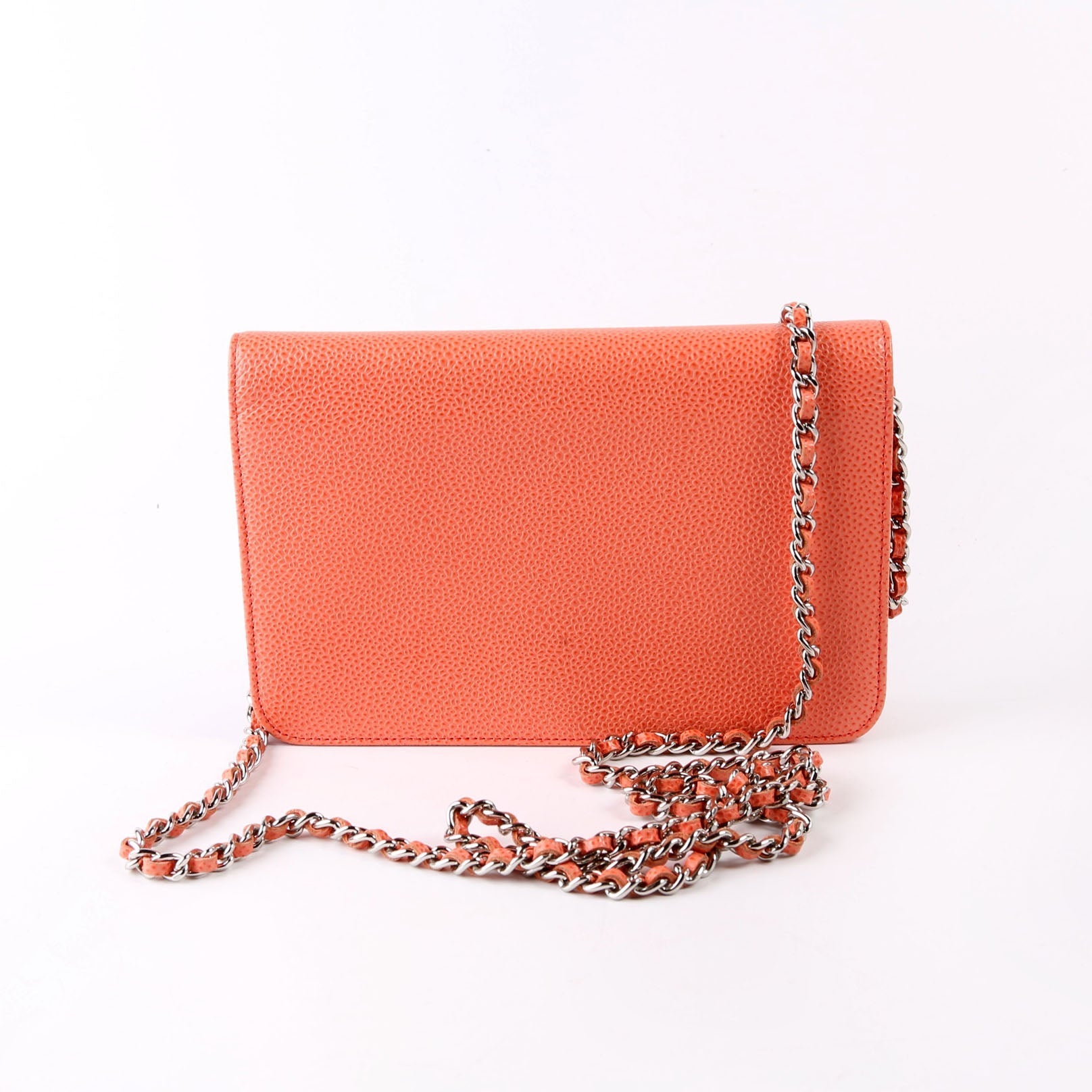 Chanel WOC Timeless CC Caviar Coral Clutch Bag