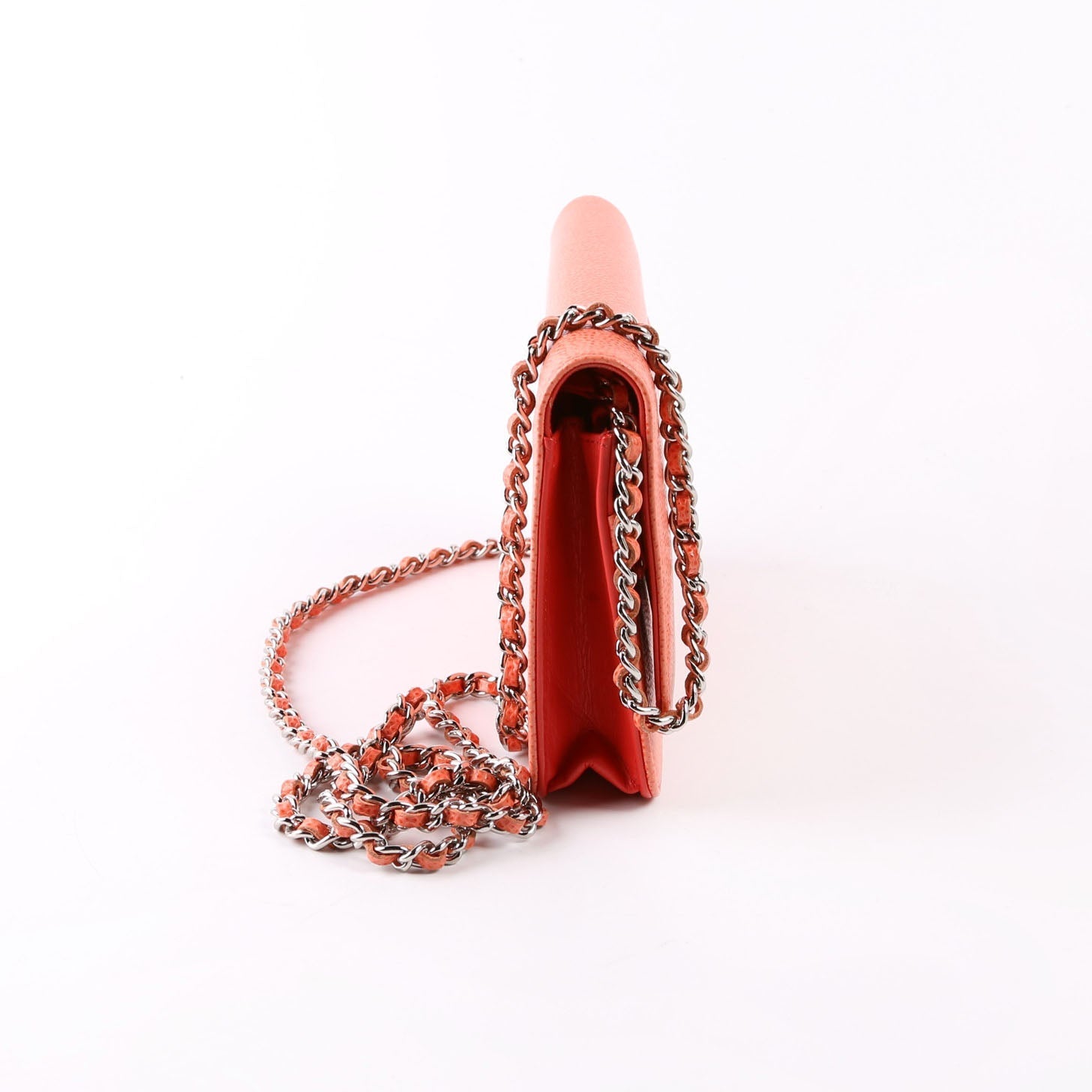Chanel WOC Timeless CC Caviar Coral Clutch Bag