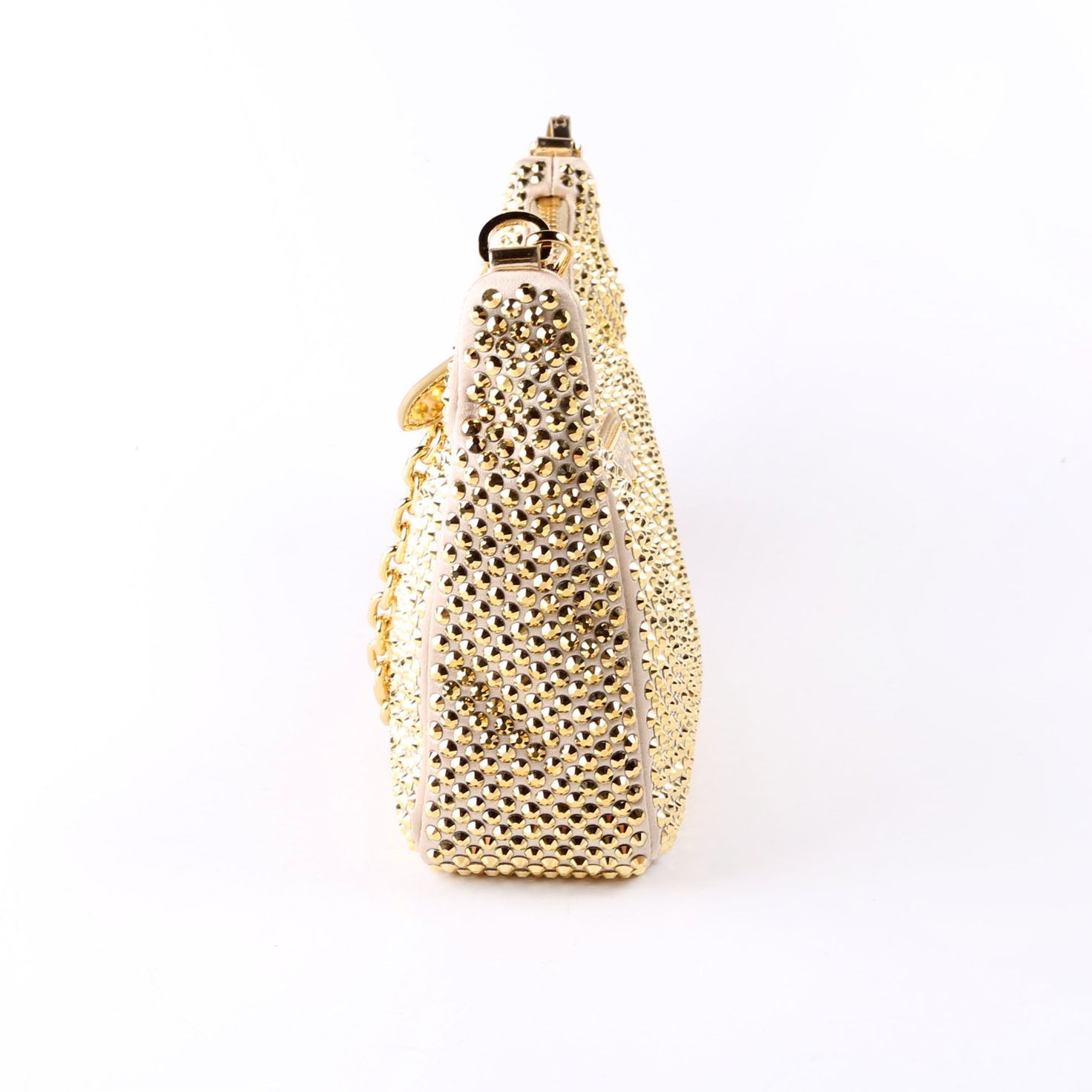 Prada Crystal Re Edition Shoulder Bag Satin Gold
