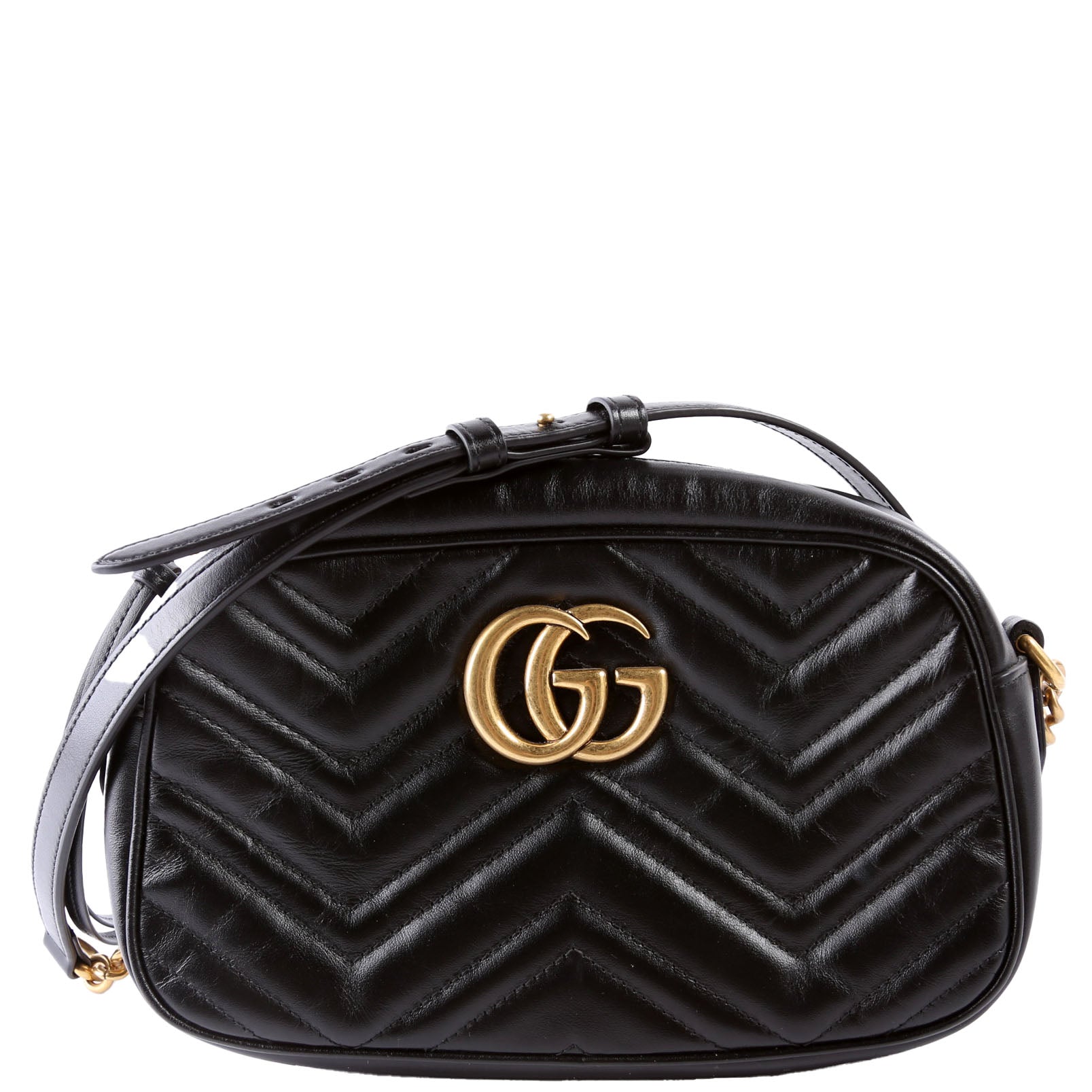 Gucci Marmont Camera Leather Black Small Travel Bag Black 8